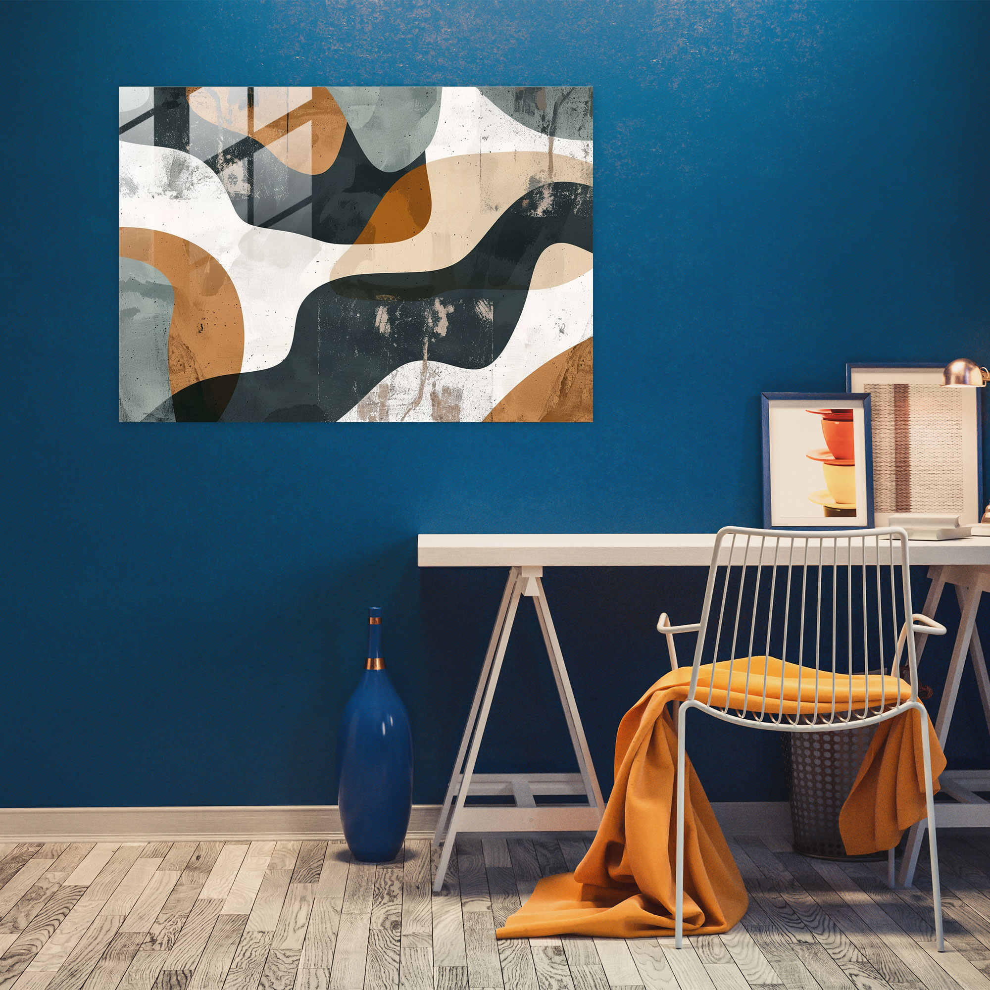 Organic Shapes Glass Print - Abstract Art, Abstract Art, Earth Tones, Home Decoration