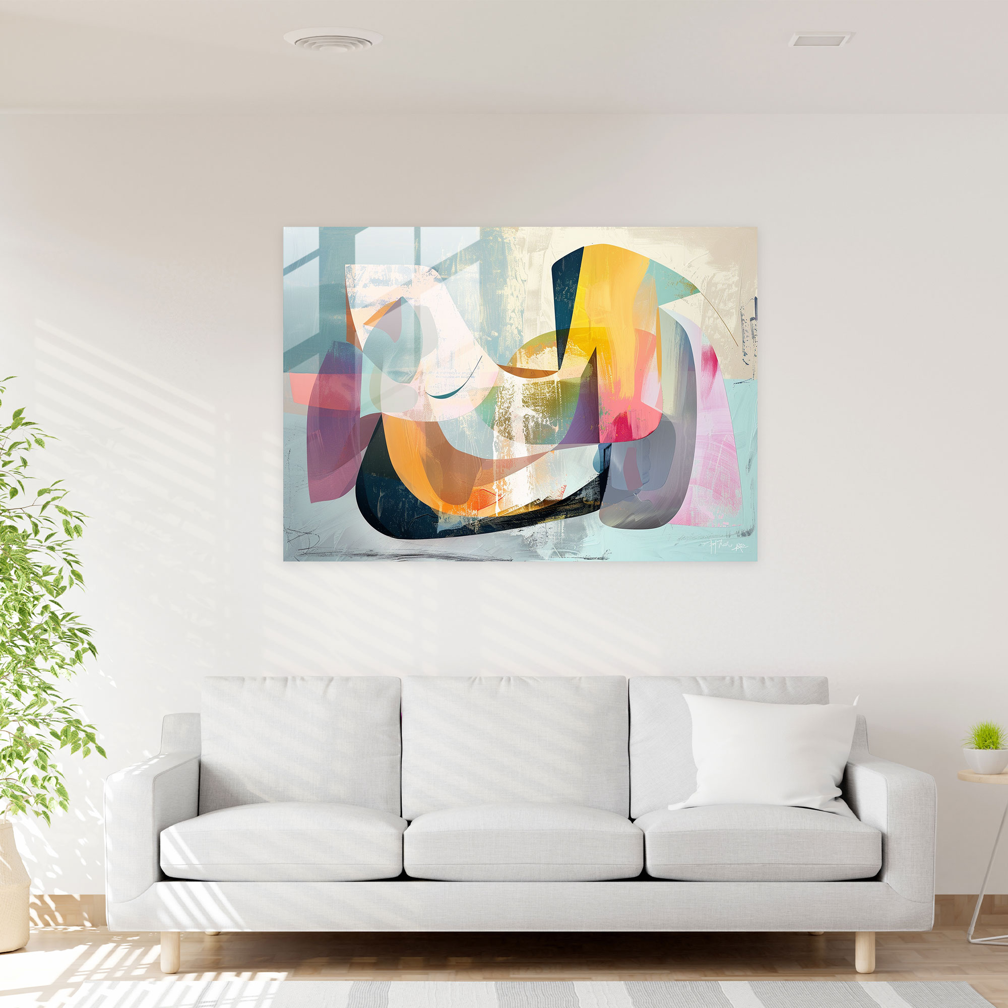 Playful Shapes Glass Print - Abstract Art, Glass Print, Abstract Art, Pastel Hues
