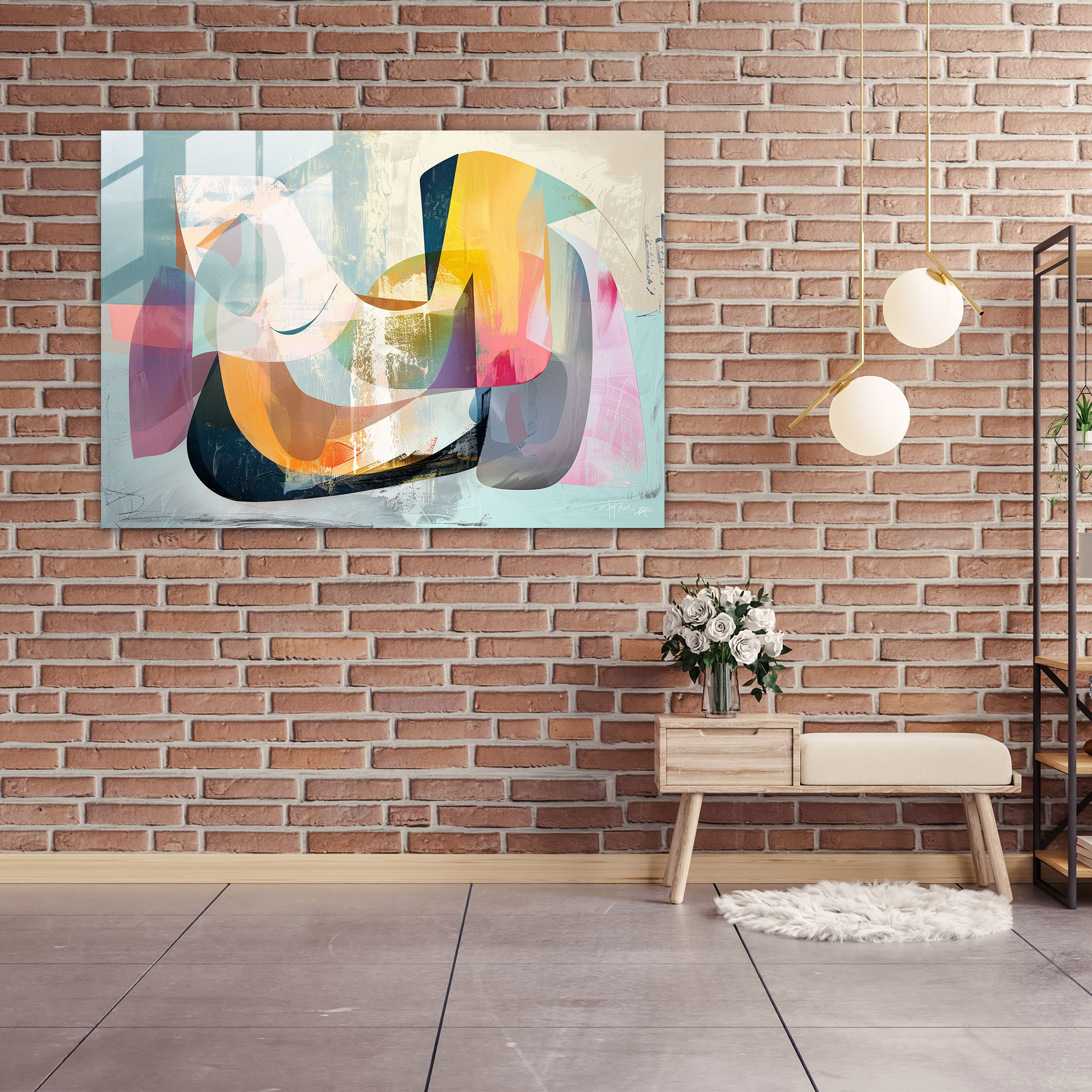 Playful Shapes Glass Print - Abstract Art, Glass Print, Abstract Art, Pastel Hues