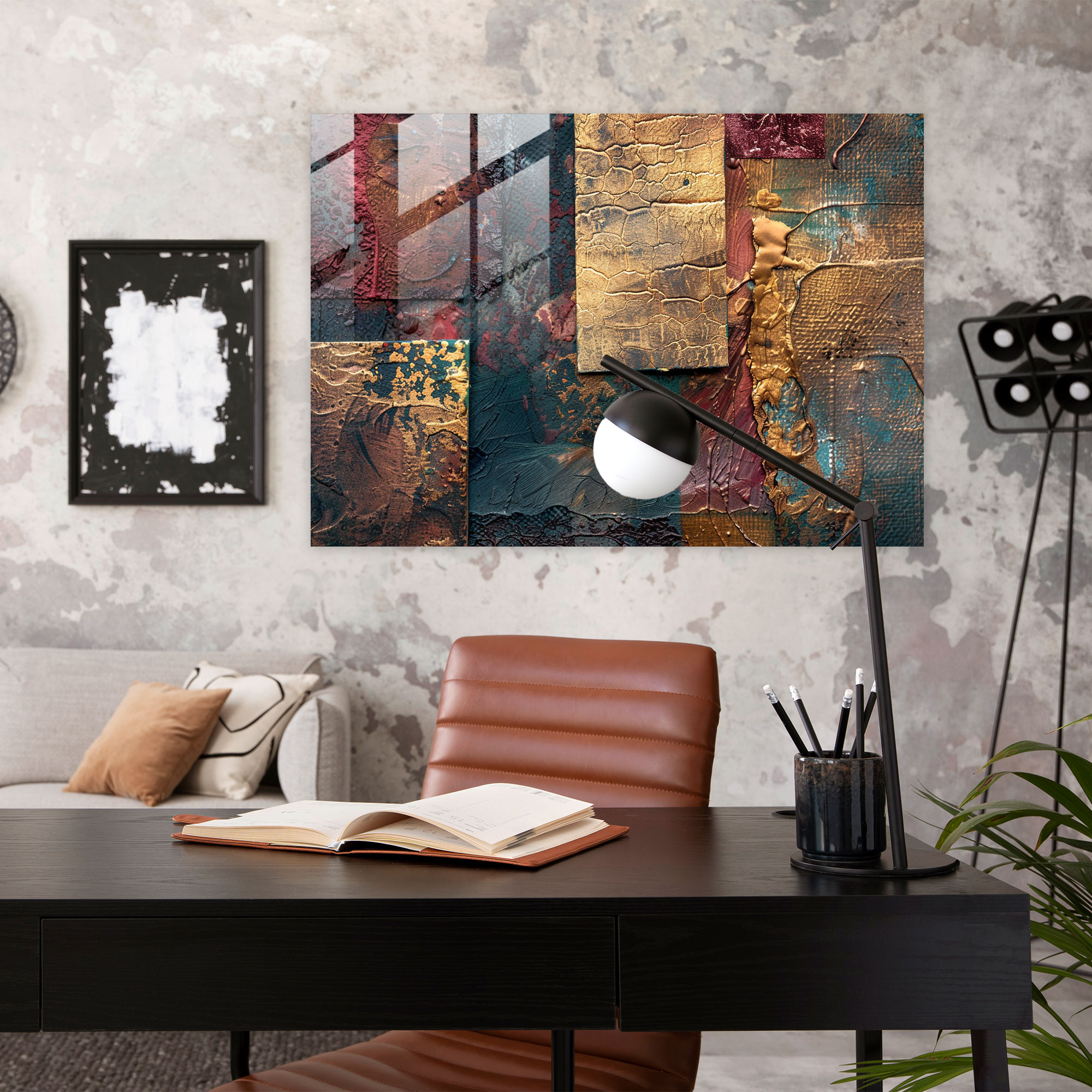 Texture Collage Glass Wall Art - Abstract Art, Home Decoration, Modern Art, Abstract Art