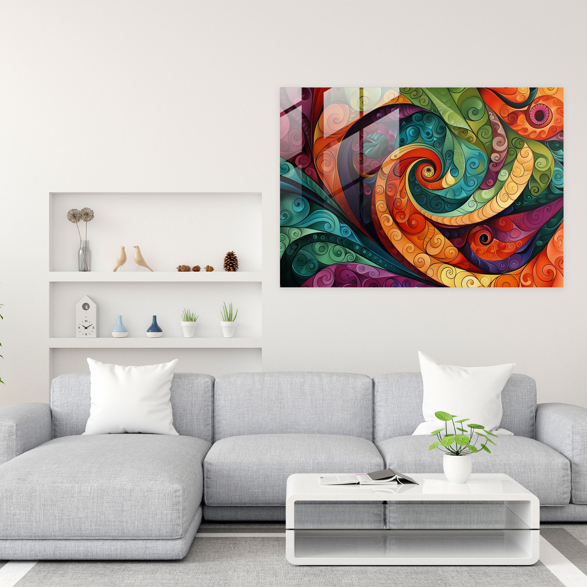 Swirling Patterns Glass Print - Abstract Art, Modern Art, Jewel Tones, Abstract Art