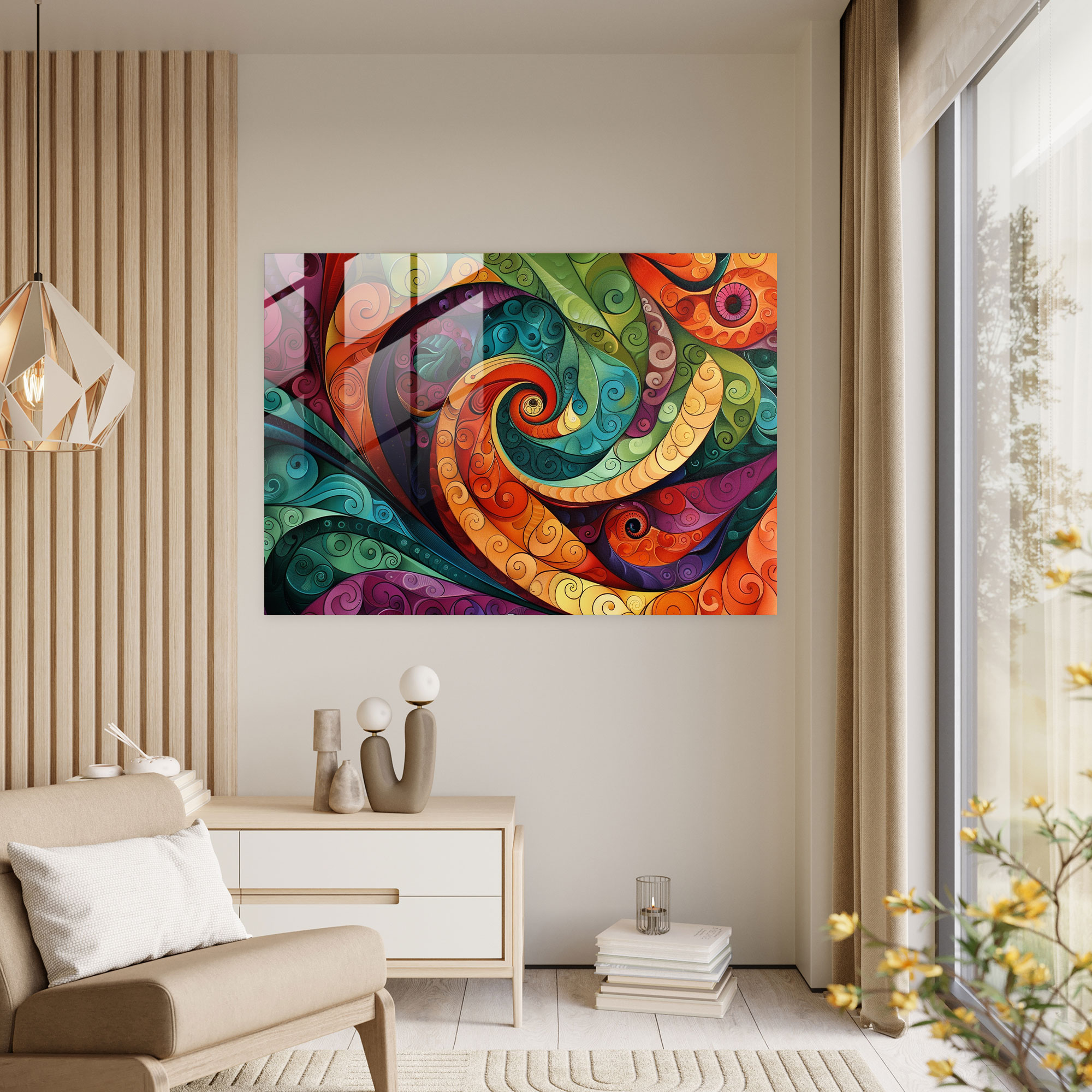 Swirling Patterns Glass Print - Abstract Art, Modern Art, Jewel Tones, Abstract Art