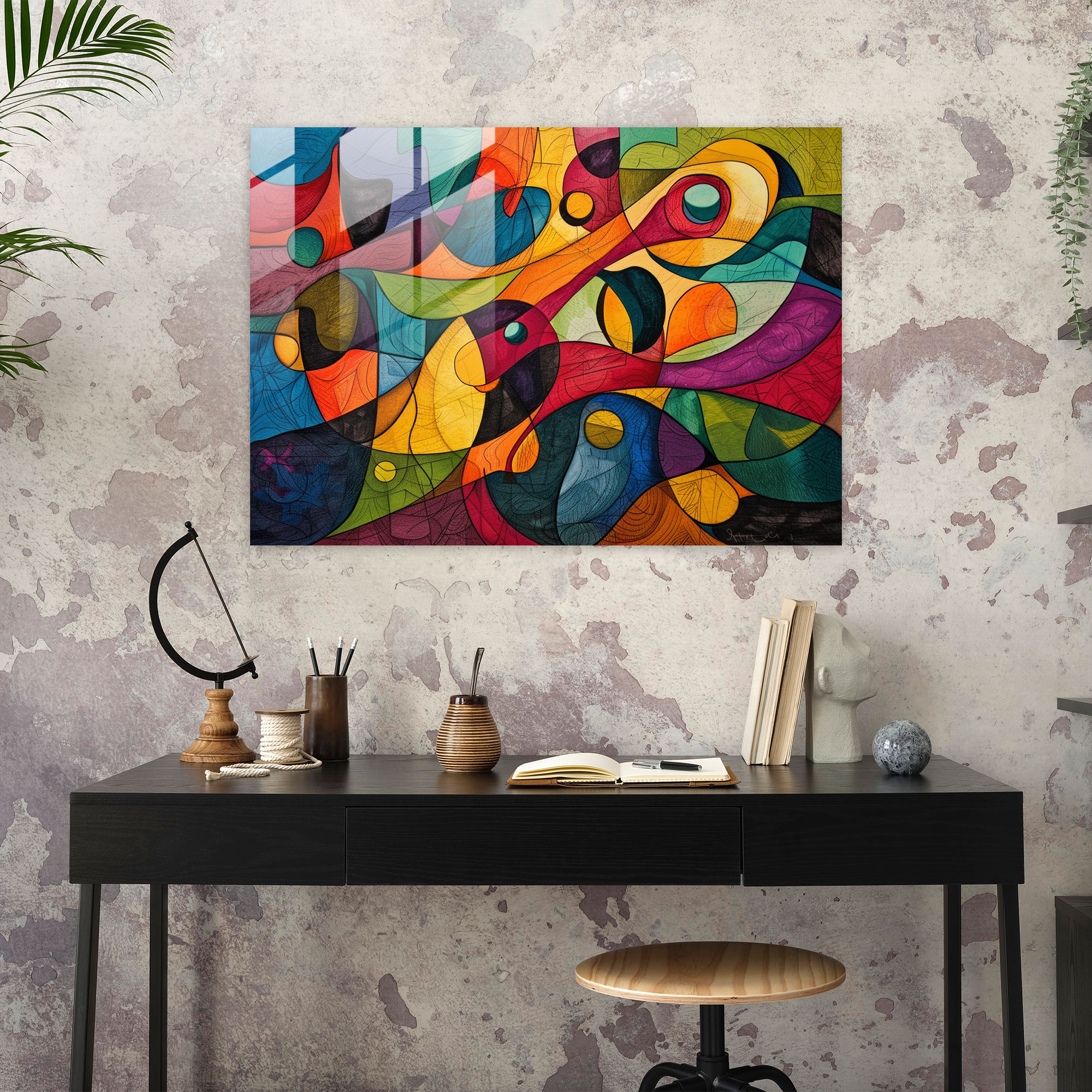 Whimsical Abstract Glass Wall Art - Abstract Art, Modern Art, Home Decoration, Glass Print