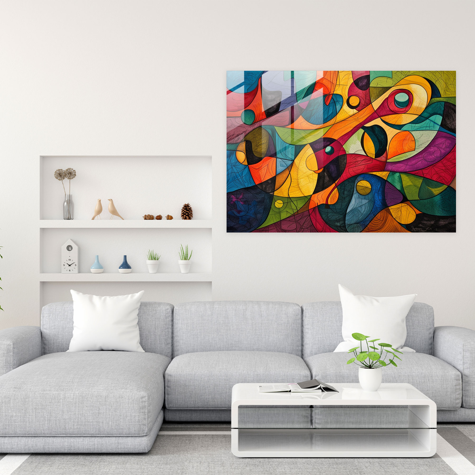 Whimsical Abstract Glass Wall Art - Abstract Art, Modern Art, Home Decoration, Glass Print