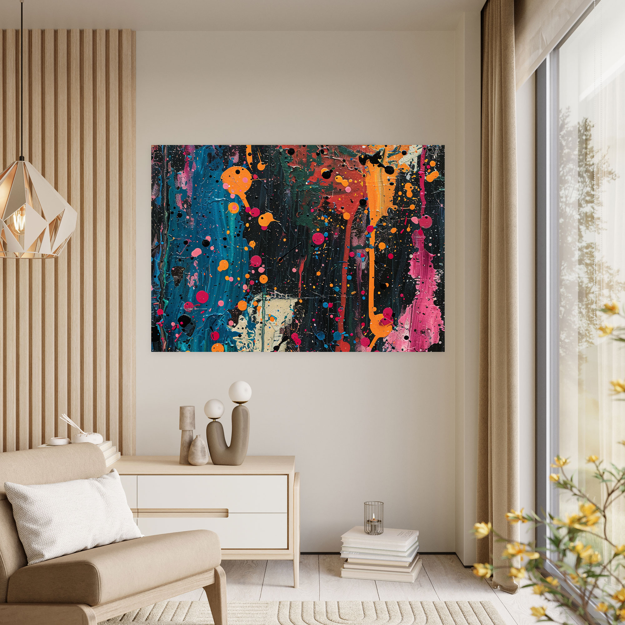 Abstract Art Wall Art - Splatter Paint Design - Abstract Art, Canvas, Wall Decoration, Home Decoration