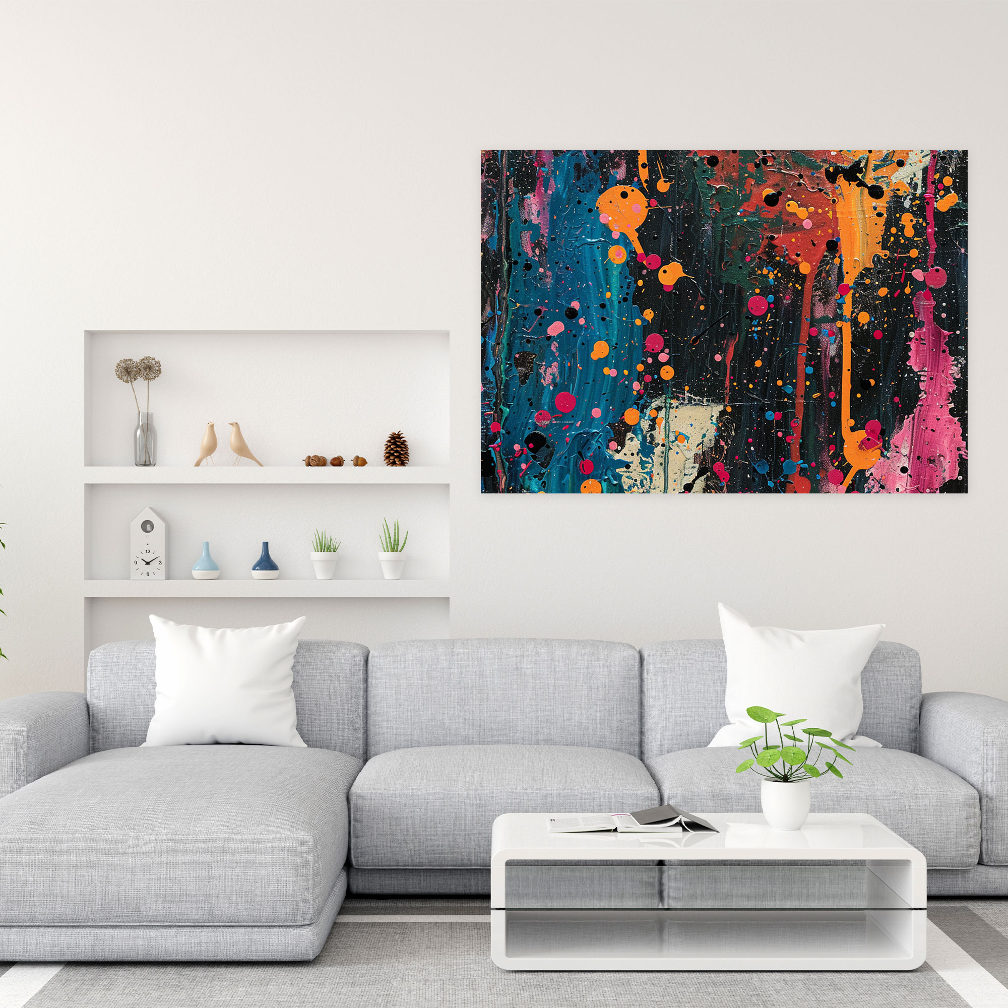 Abstract Art Wall Art - Splatter Paint Design - Abstract Art, Canvas, Wall Decoration, Home Decoration