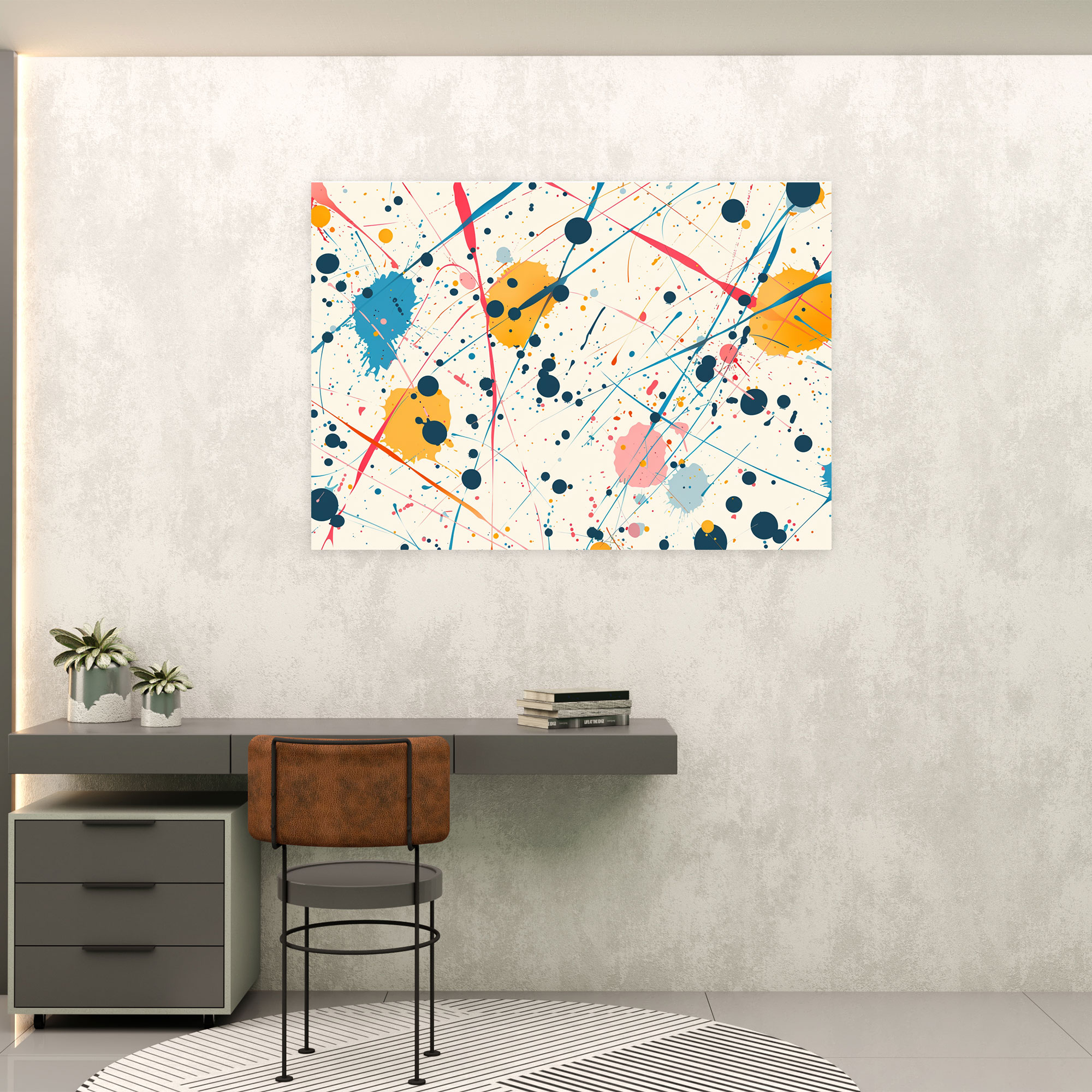 Pastel Abstract Art Wall Decoration - Abstract Art, Dots, Canvas Print, Home Decoration