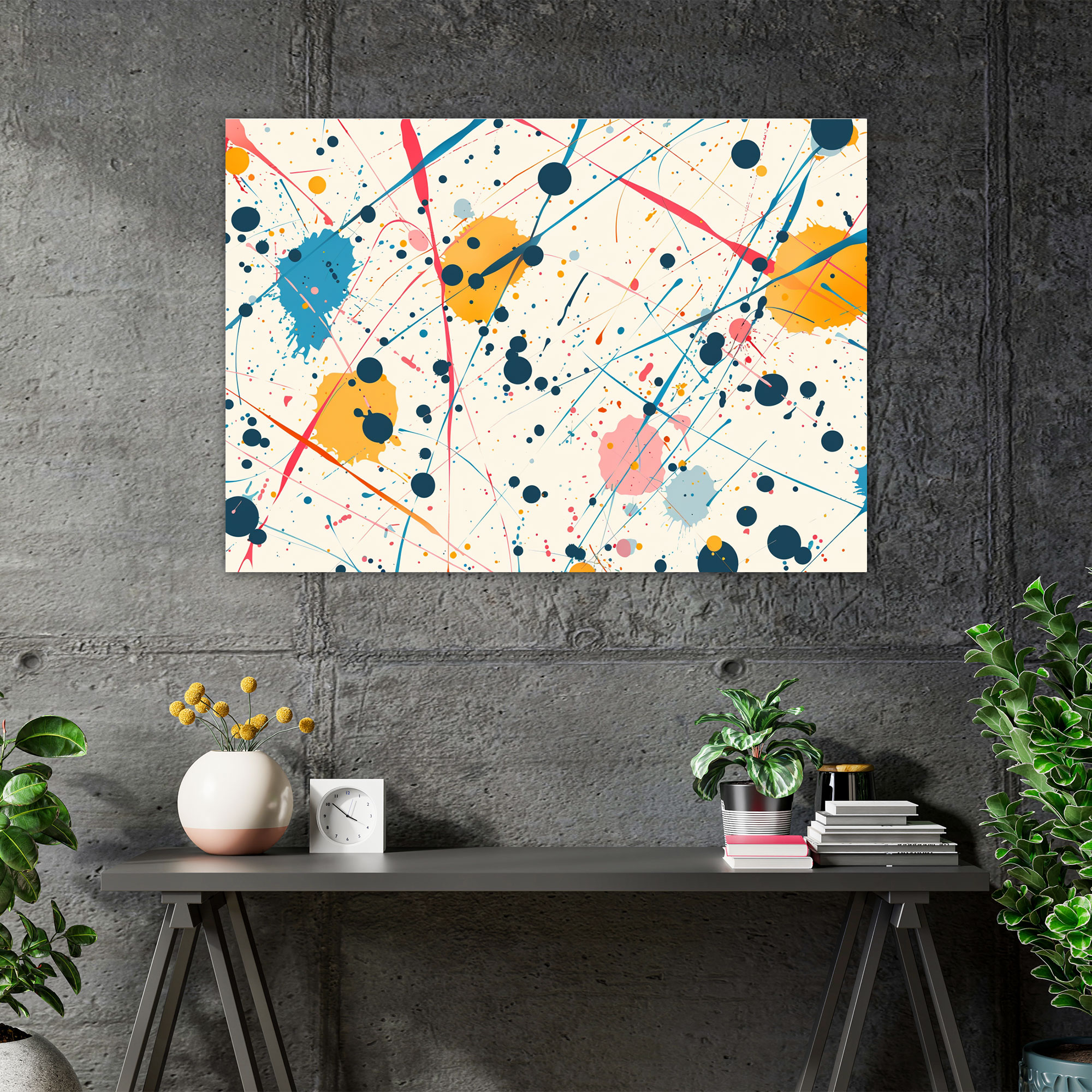 Pastel Abstract Art Wall Decoration - Abstract Art, Dots, Canvas Print, Home Decoration