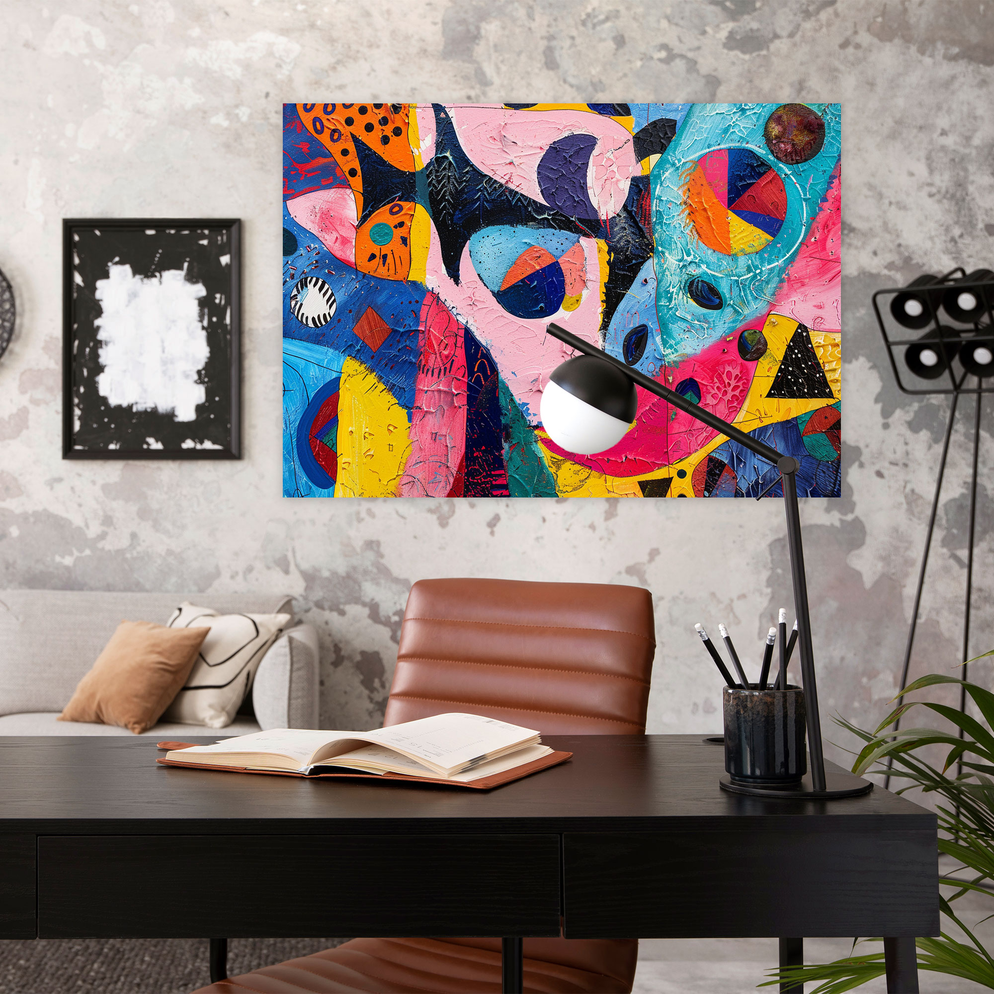 Whimsical Abstract Art Wall Decoration - Abstract Art, Lively Decor, Bright Colors, Wall Decoration