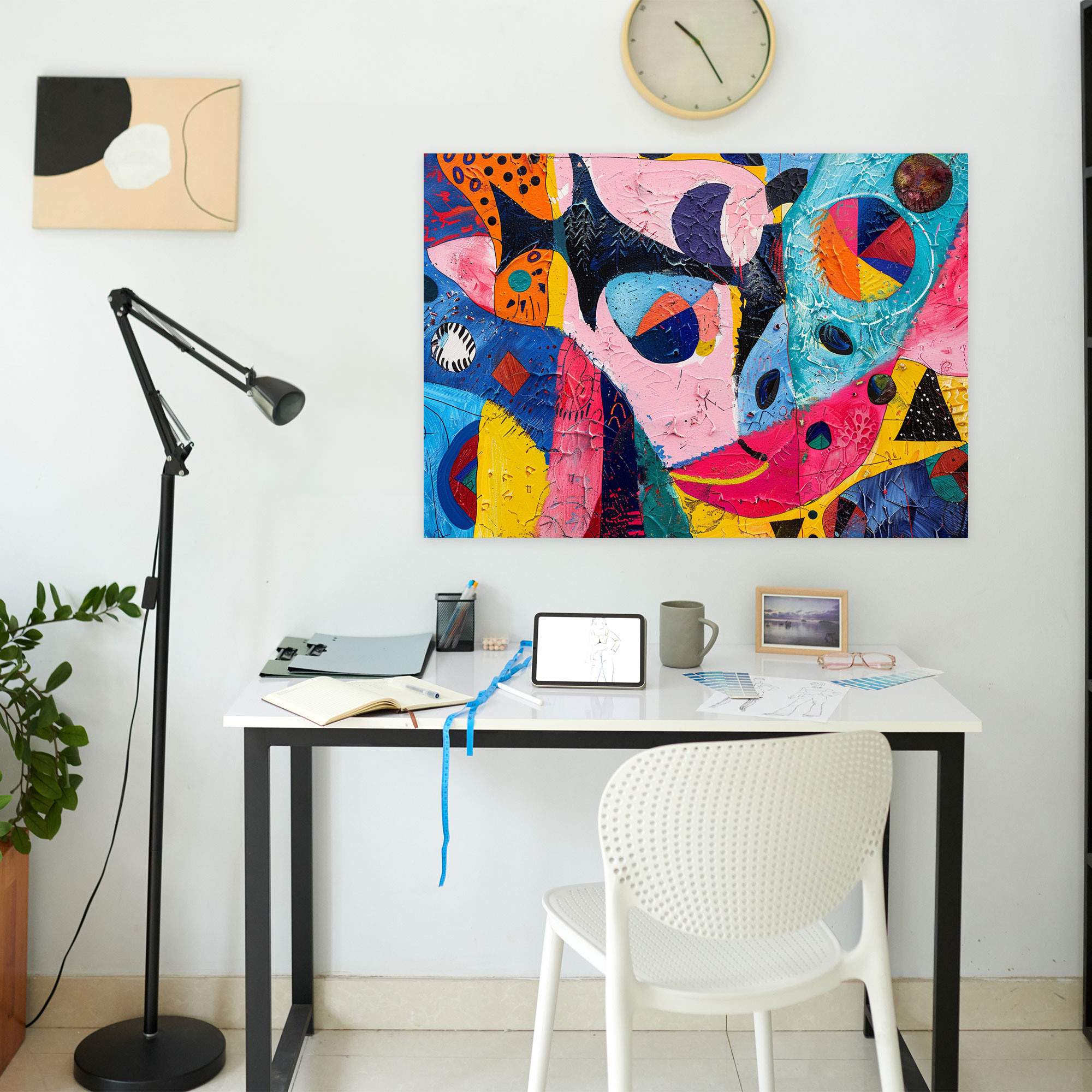 Whimsical Abstract Art Wall Decoration - Abstract Art, Lively Decor, Bright Colors, Wall Decoration