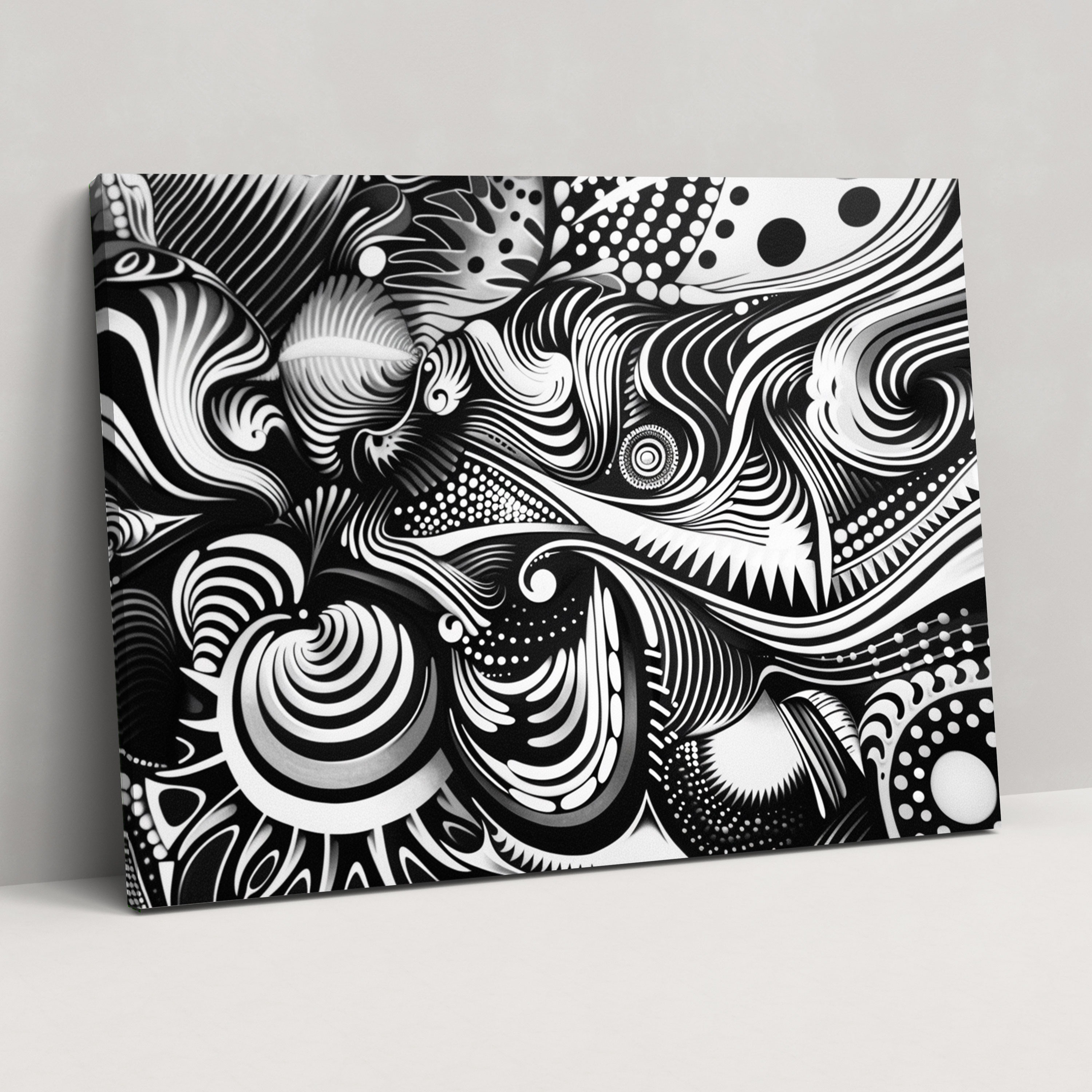 Black And White Abstract Art Canvas Print - Abstract Art, Intricate Patterns, Canvas, Wall Decoration