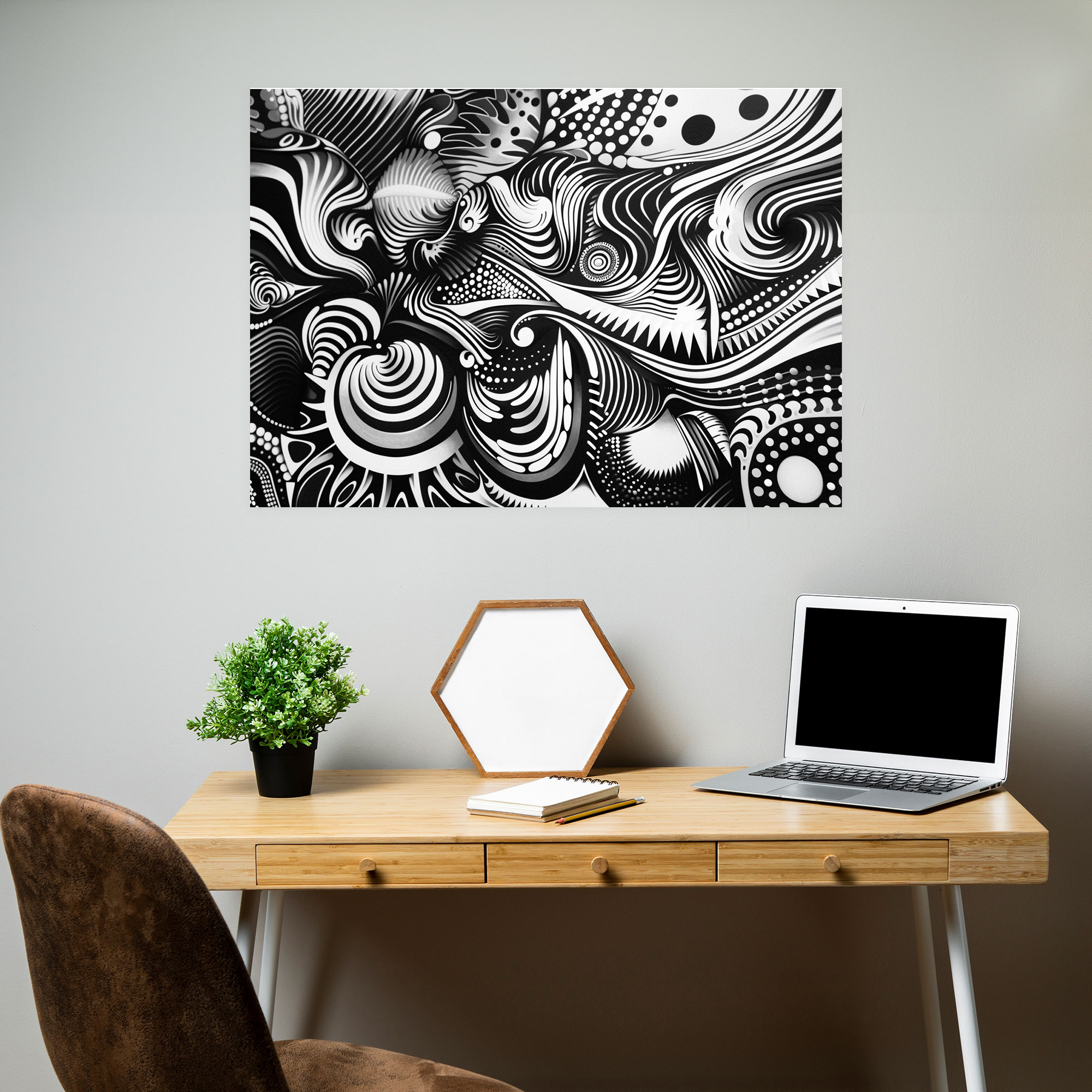 Black And White Abstract Art Canvas Print - Abstract Art, Intricate Patterns, Canvas, Wall Decoration