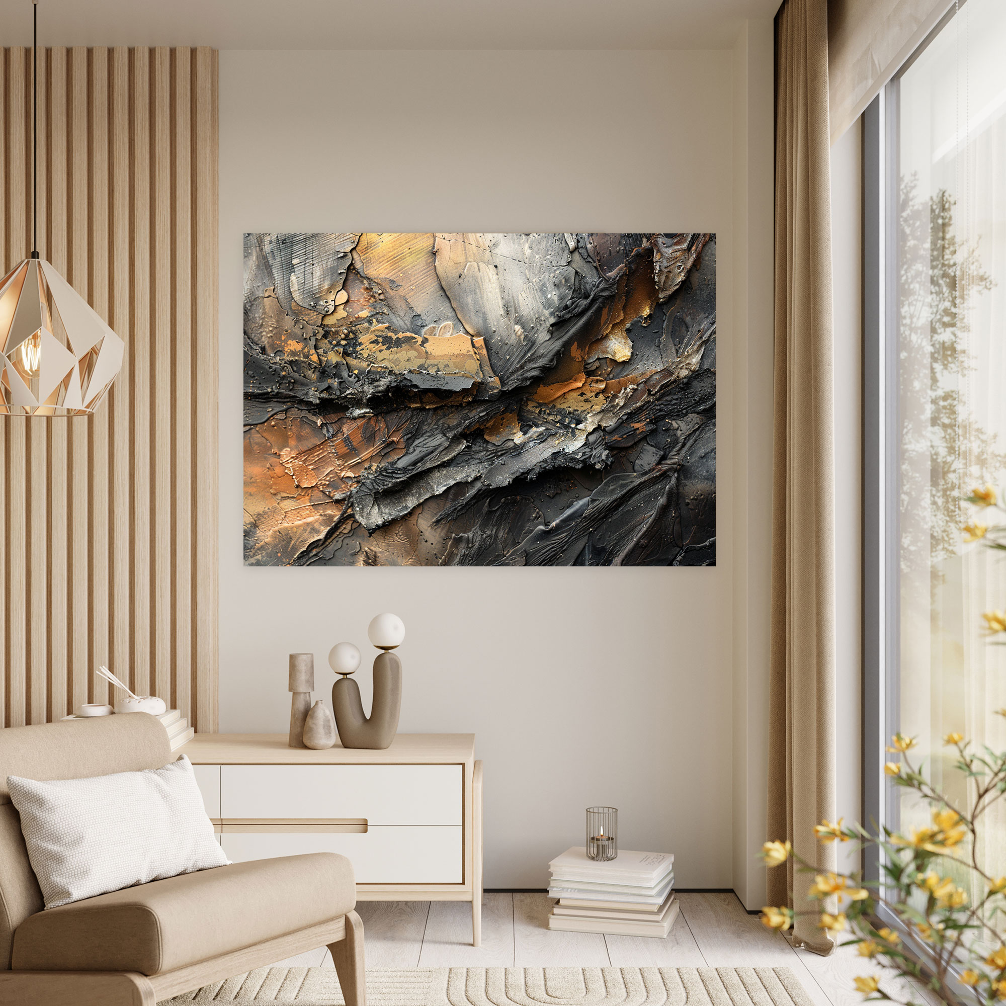 Metallic Abstract Art Canvas Print - Abstract Art, Home Decoration, Metallic Accents, Wall Decoration