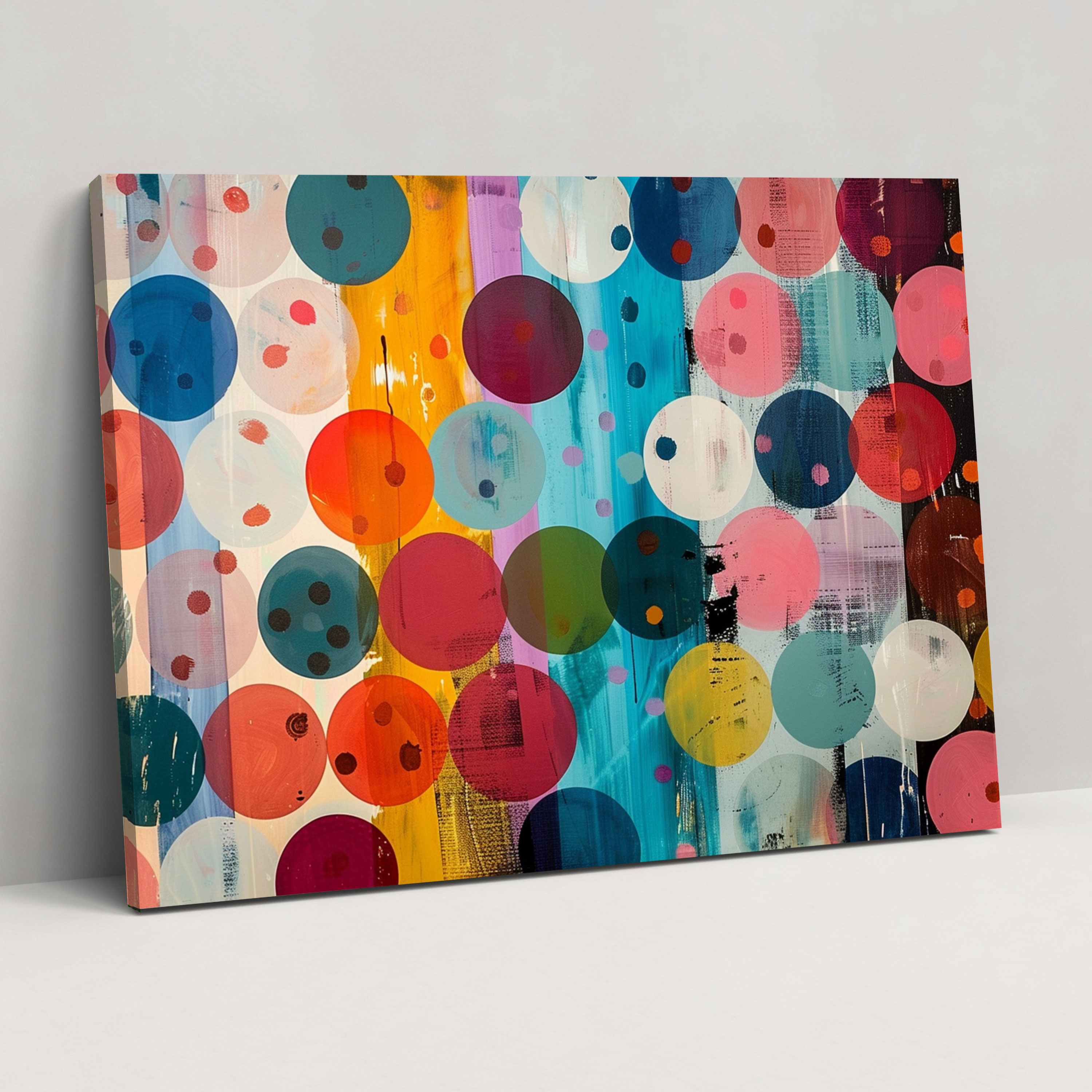 Multicolored Dots Pattern Abstract Art Wall Decoration - Abstract Art, Canvas Wall Art, Canvas, Home Decoration