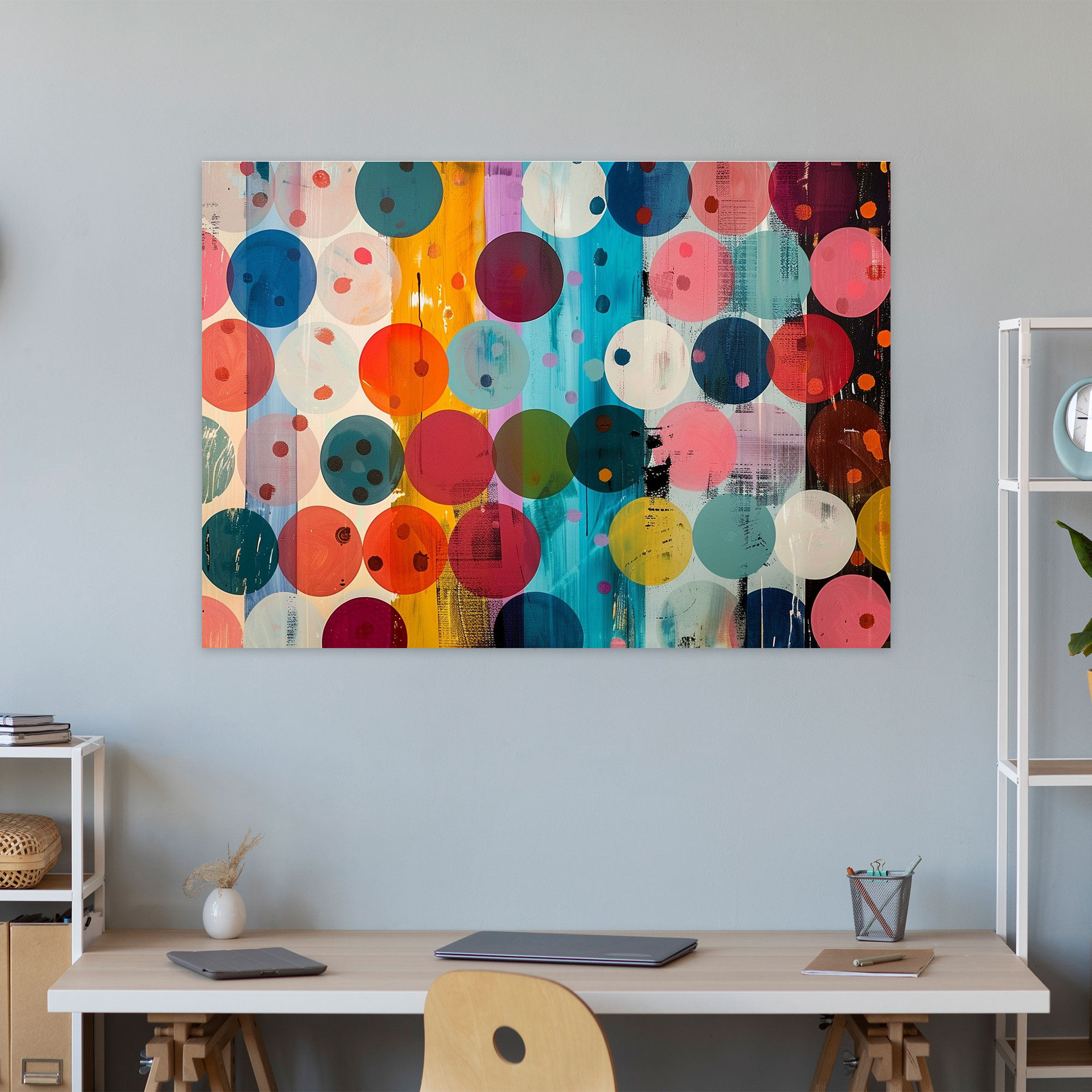 Multicolored Dots Pattern Abstract Art Wall Decoration - Abstract Art, Canvas Wall Art, Canvas, Home Decoration