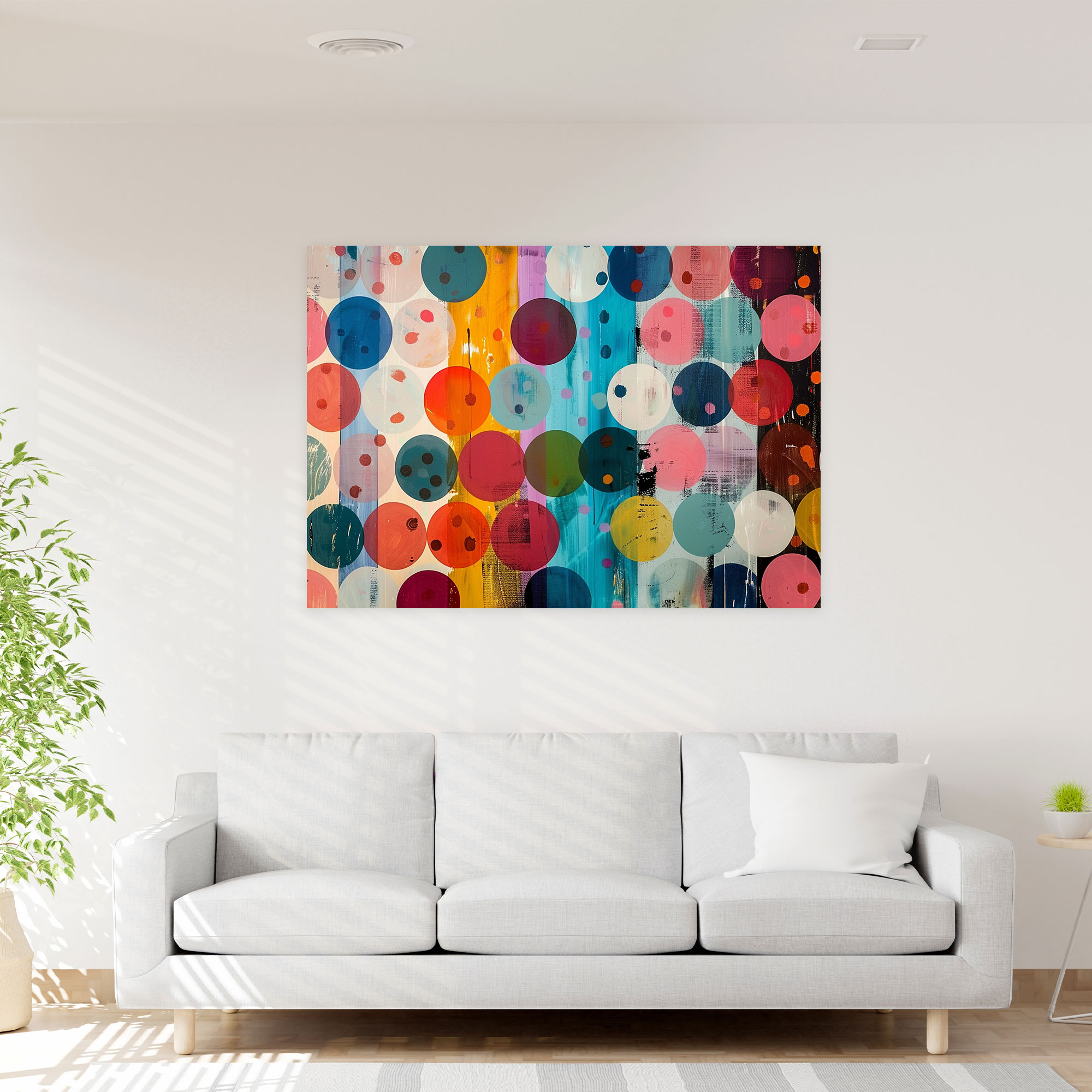 Multicolored Dots Pattern Abstract Art Wall Decoration - Abstract Art, Canvas Wall Art, Canvas, Home Decoration