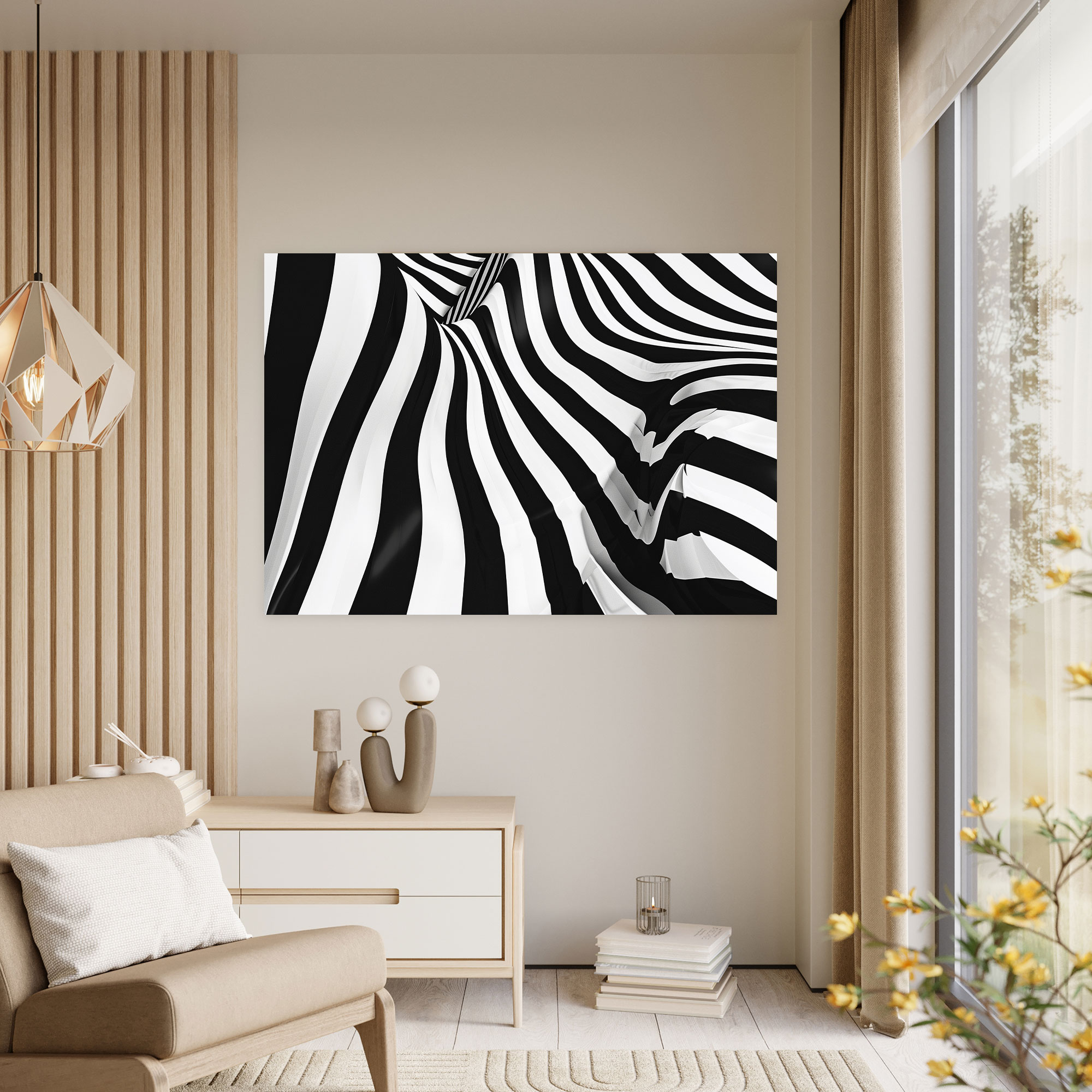 Black And White Stripes Abstract Art Canvas Print - Abstract Art, Abstract Art, Canvas Wall Art, Wall Art
