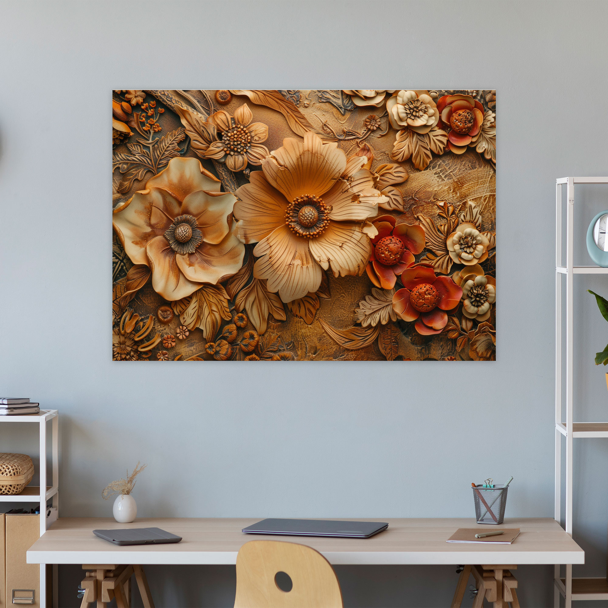 Floral Patterns In Warm Colors Abstract Art Wall Decoration - Abstract Art, Home Decoration, Canvas Wall Art, Wall Decoration
