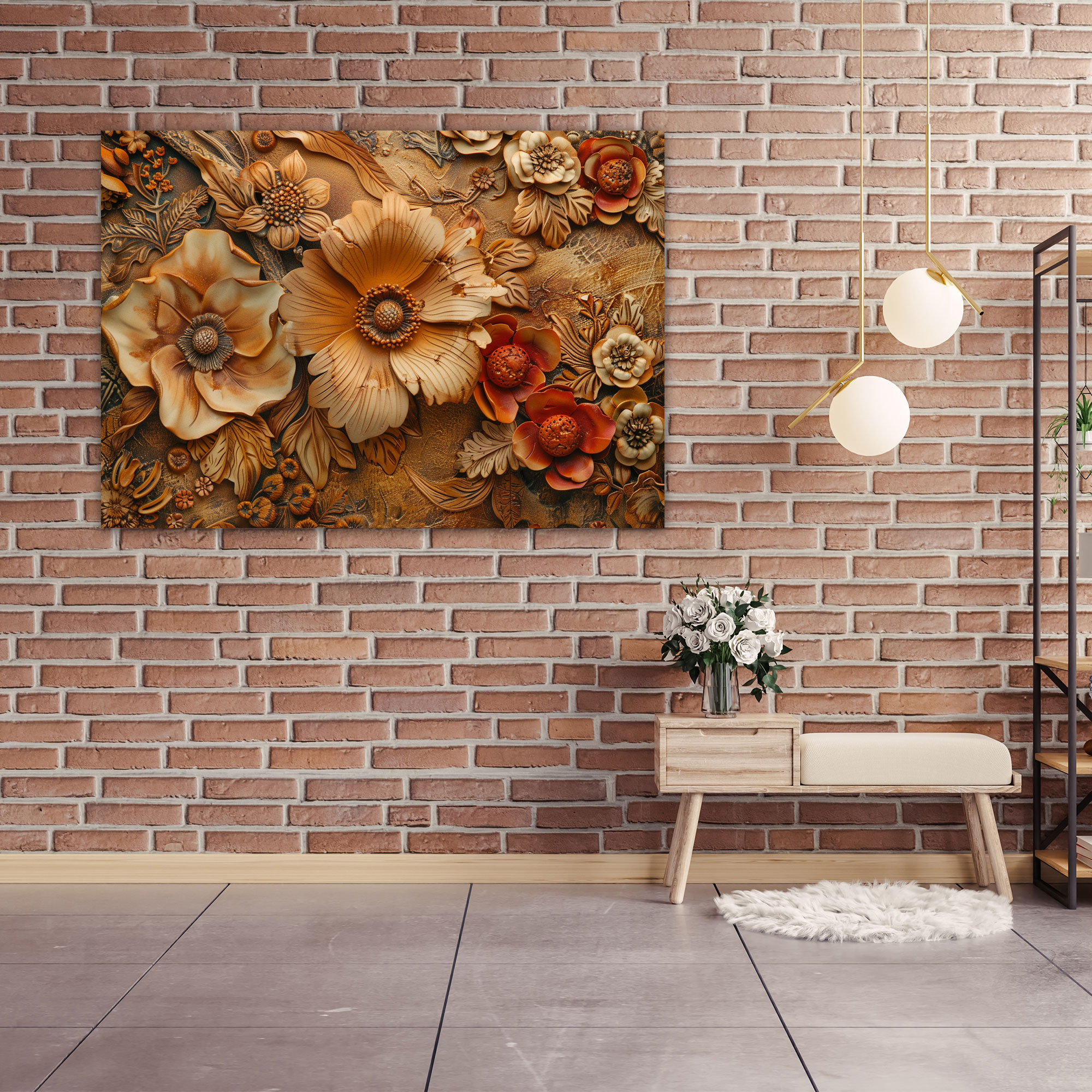 Floral Patterns In Warm Colors Abstract Art Wall Decoration - Abstract Art, Home Decoration, Canvas Wall Art, Wall Decoration
