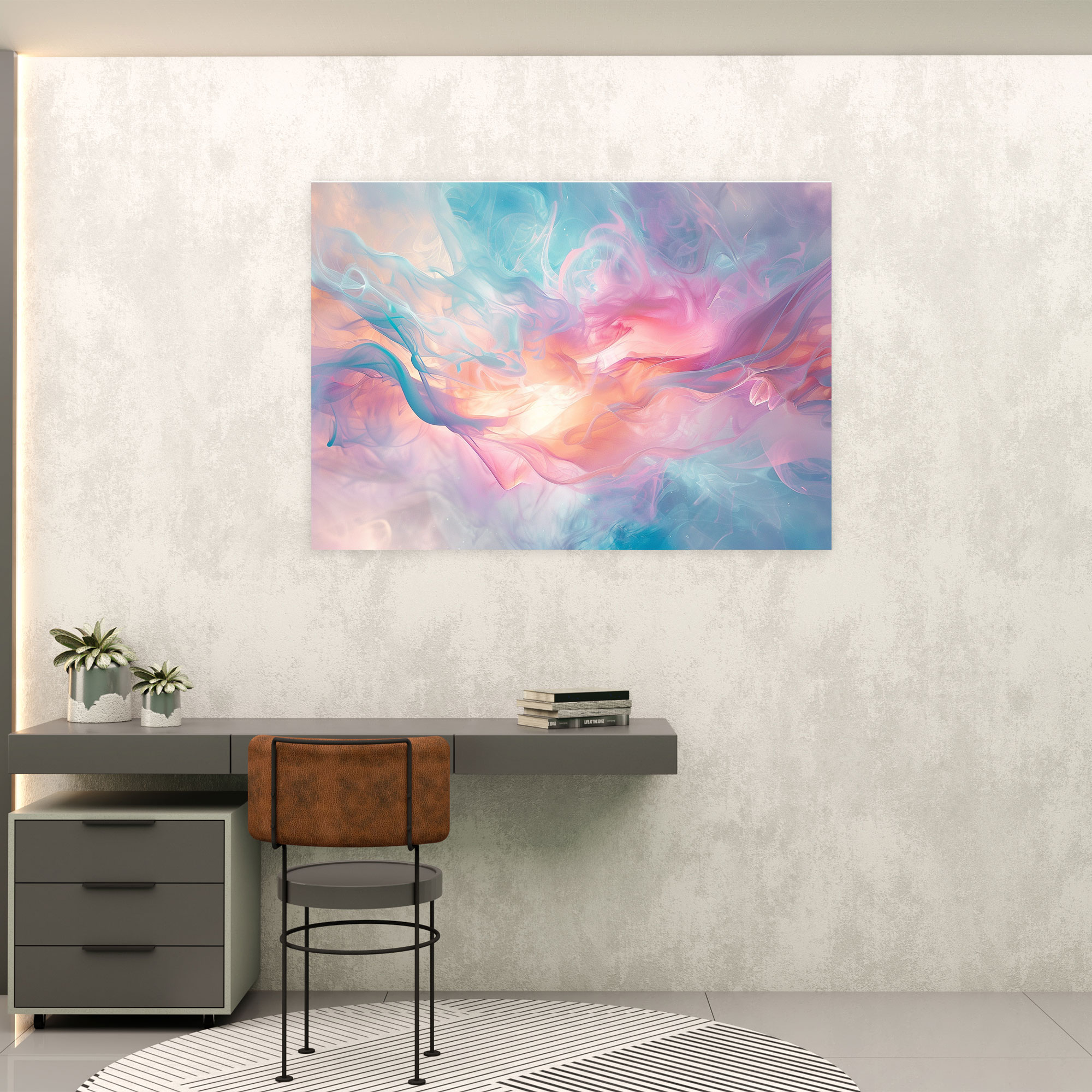 Pastel Swirling Shapes Wall Art - Abstract Art, Canvas, Wall Art, Wall Decoration