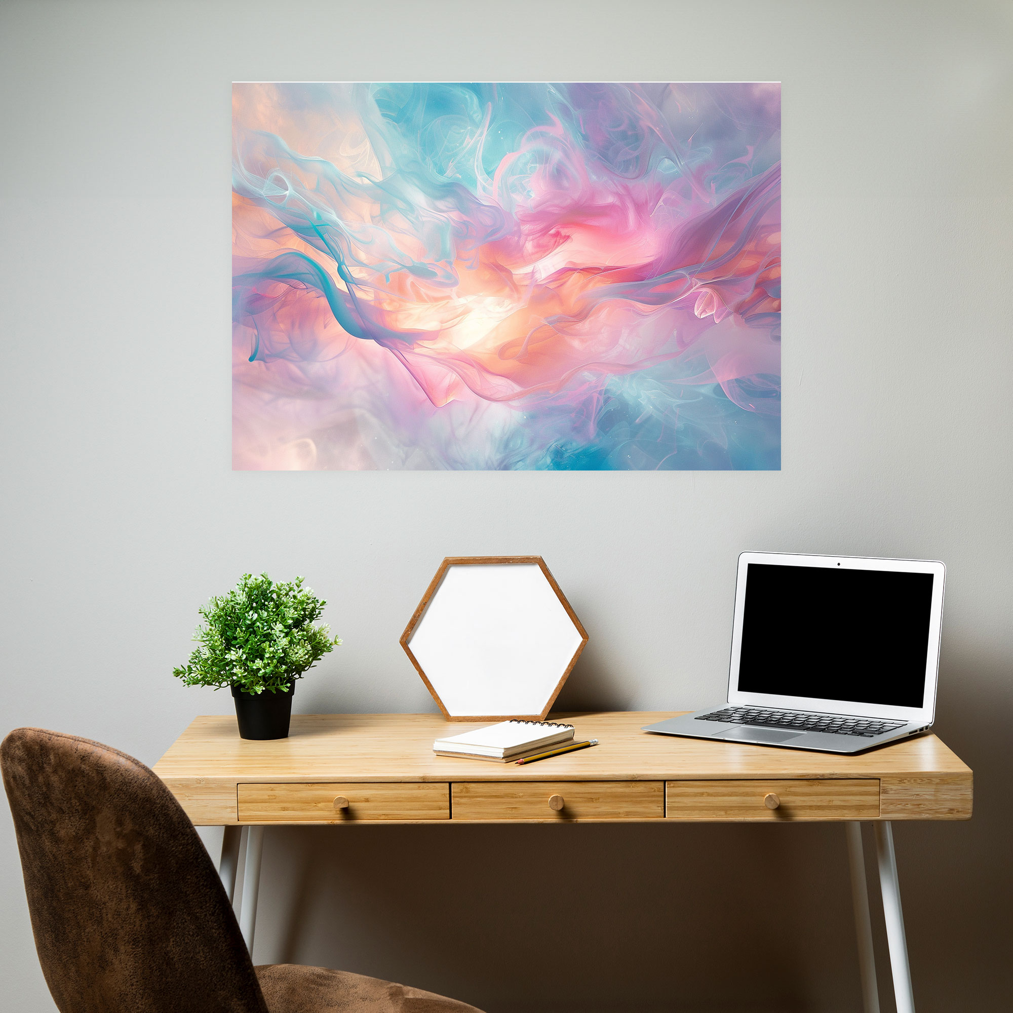 Pastel Swirling Shapes Wall Art - Abstract Art, Canvas, Wall Art, Wall Decoration