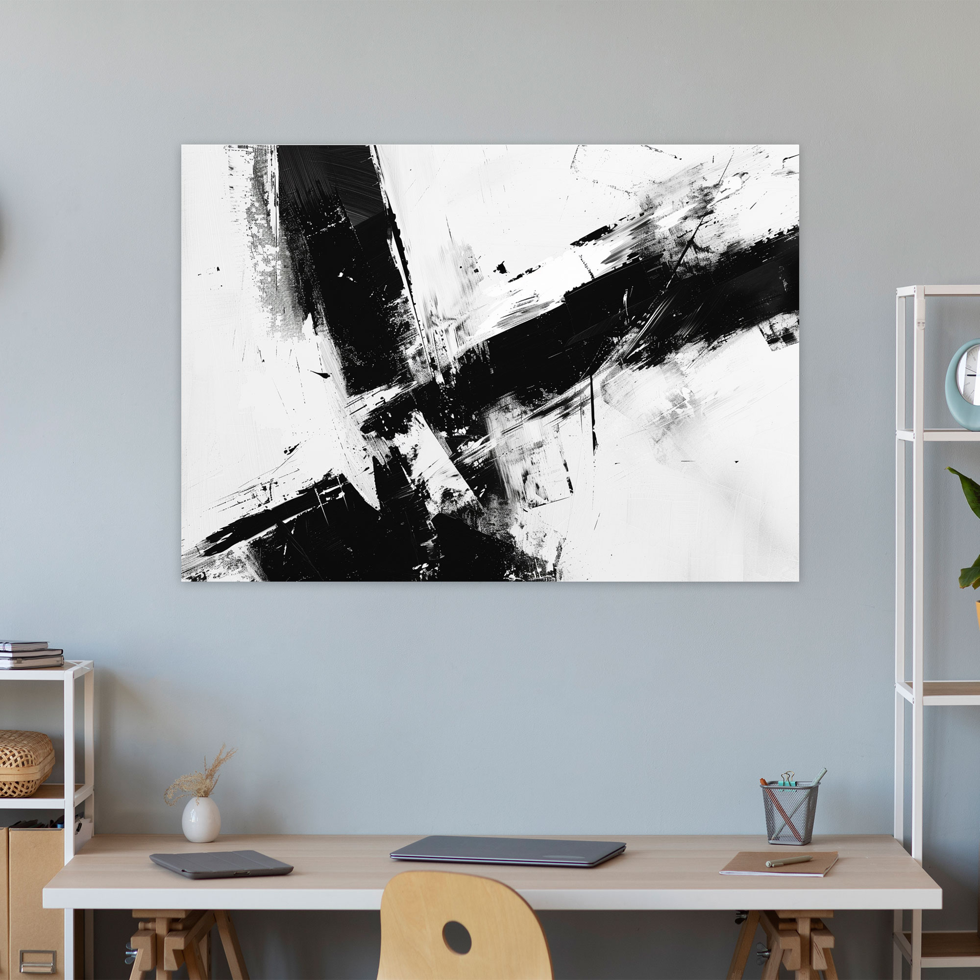 Minimalist Black And White Abstract Canvas Print - Abstract Art, Canvas, Abstract Art, Wall Decoration