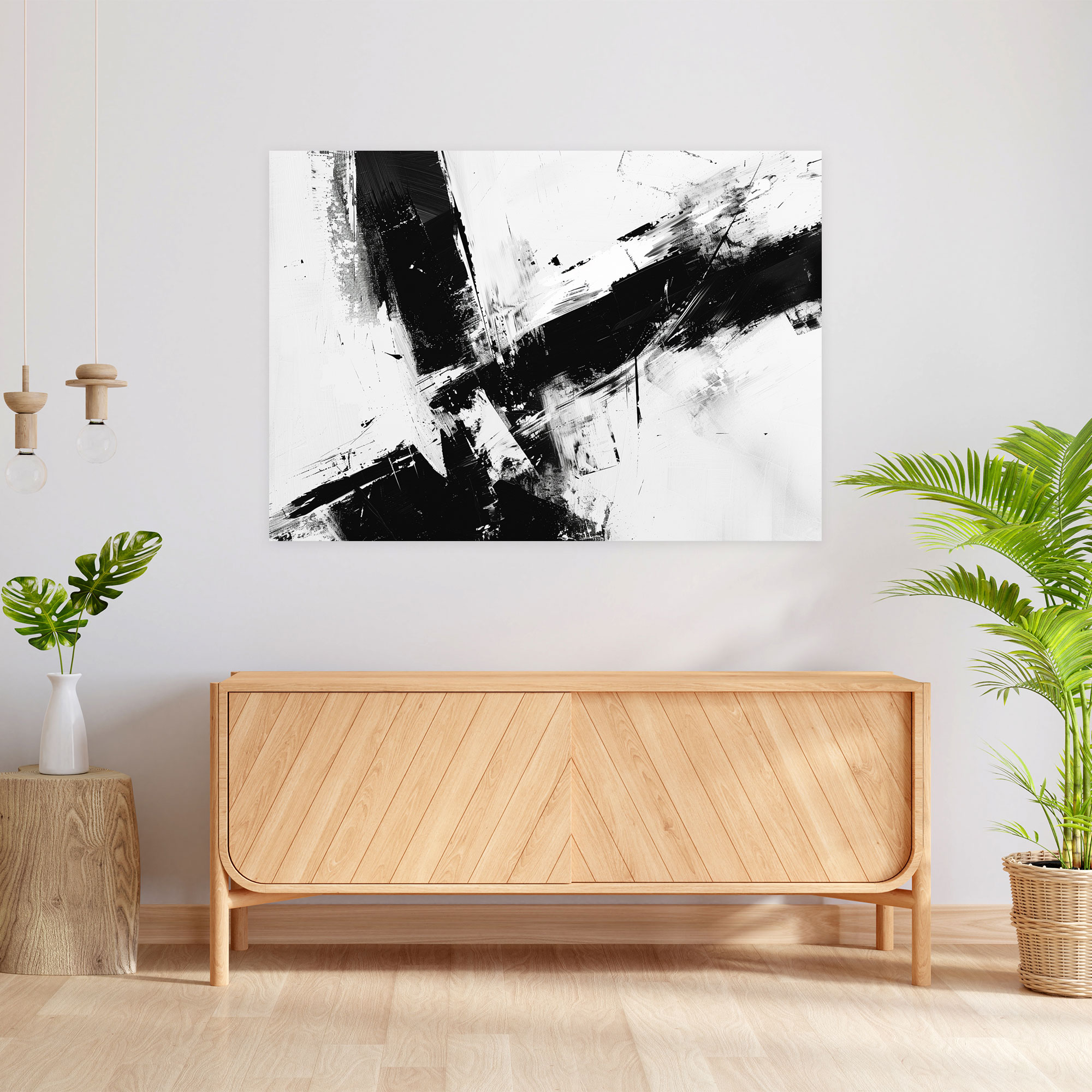 Minimalist Black And White Abstract Canvas Print - Abstract Art, Canvas, Abstract Art, Wall Decoration
