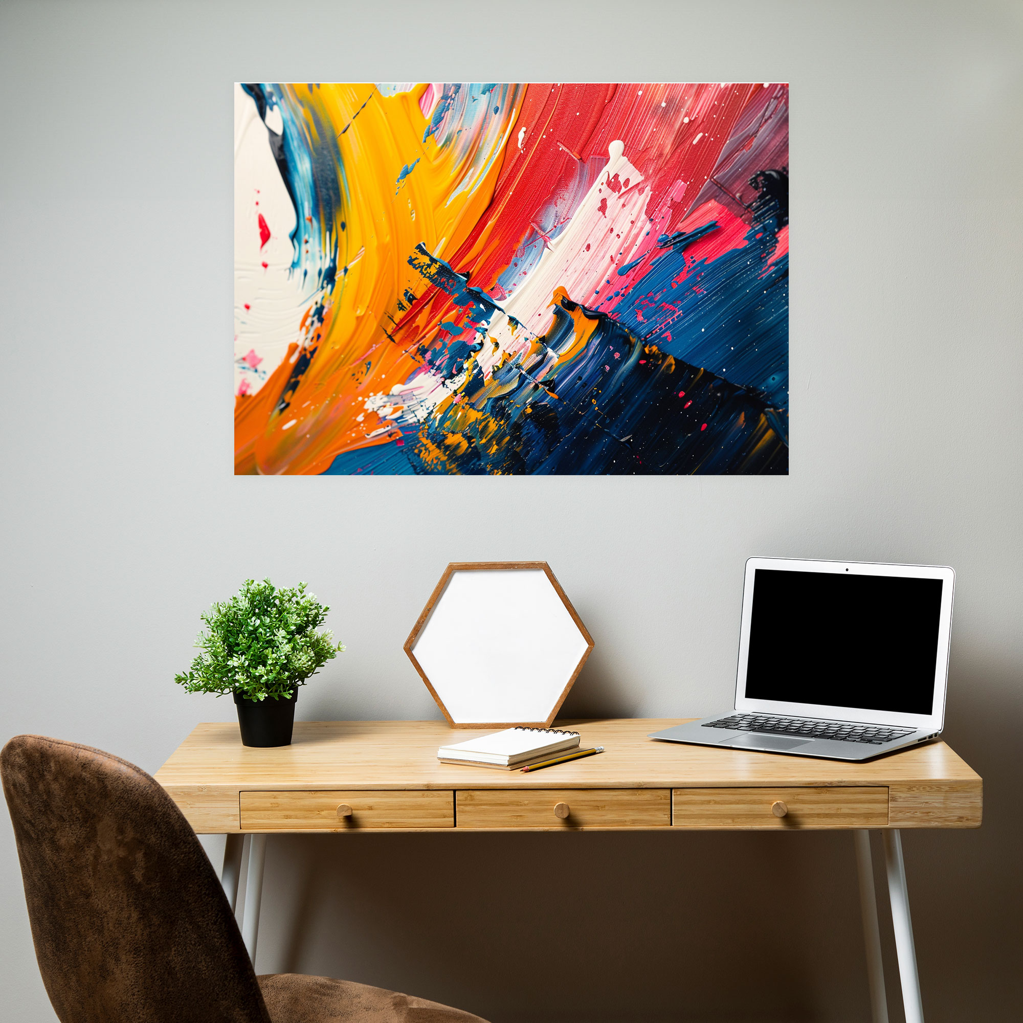 Expressive Brush Strokes Wall Art - Abstract Art, Canvas Wall Art, Wall Art, Home Decoration