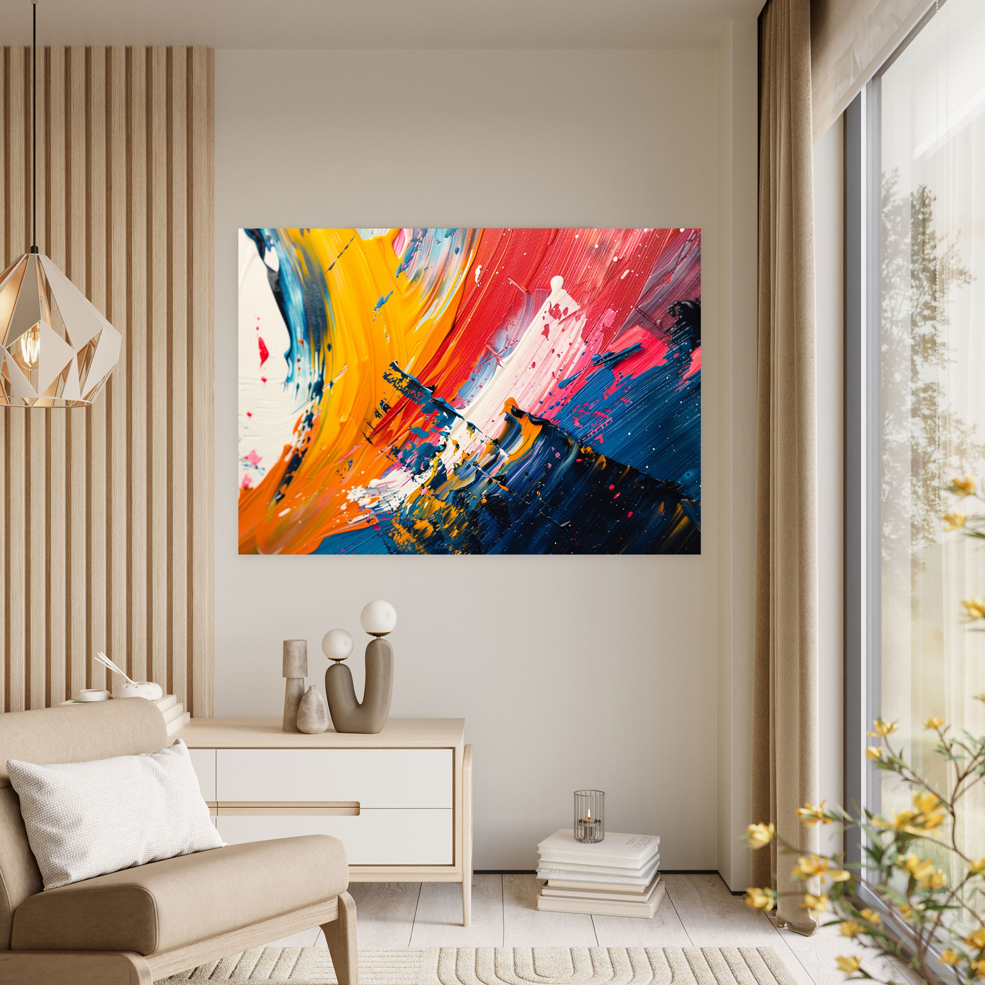 Expressive Brush Strokes Wall Art - Abstract Art, Canvas Wall Art, Wall Art, Home Decoration