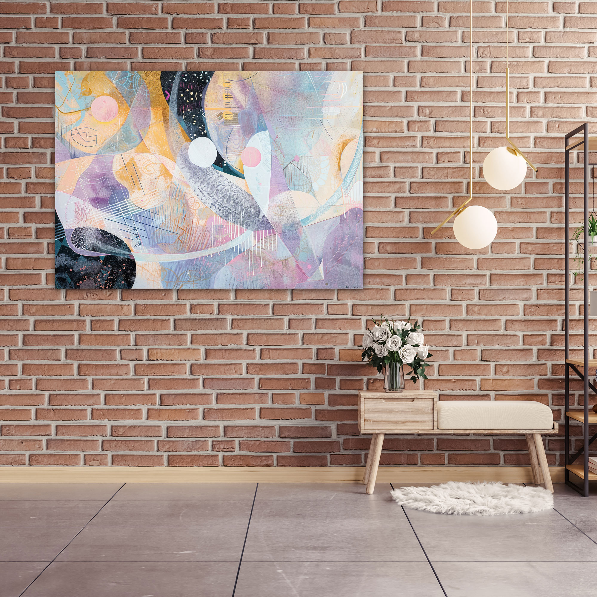 Whimsical Shapes Abstract Art Wall Art - Abstract Art, Home Decoration, Canvas, Wall Art