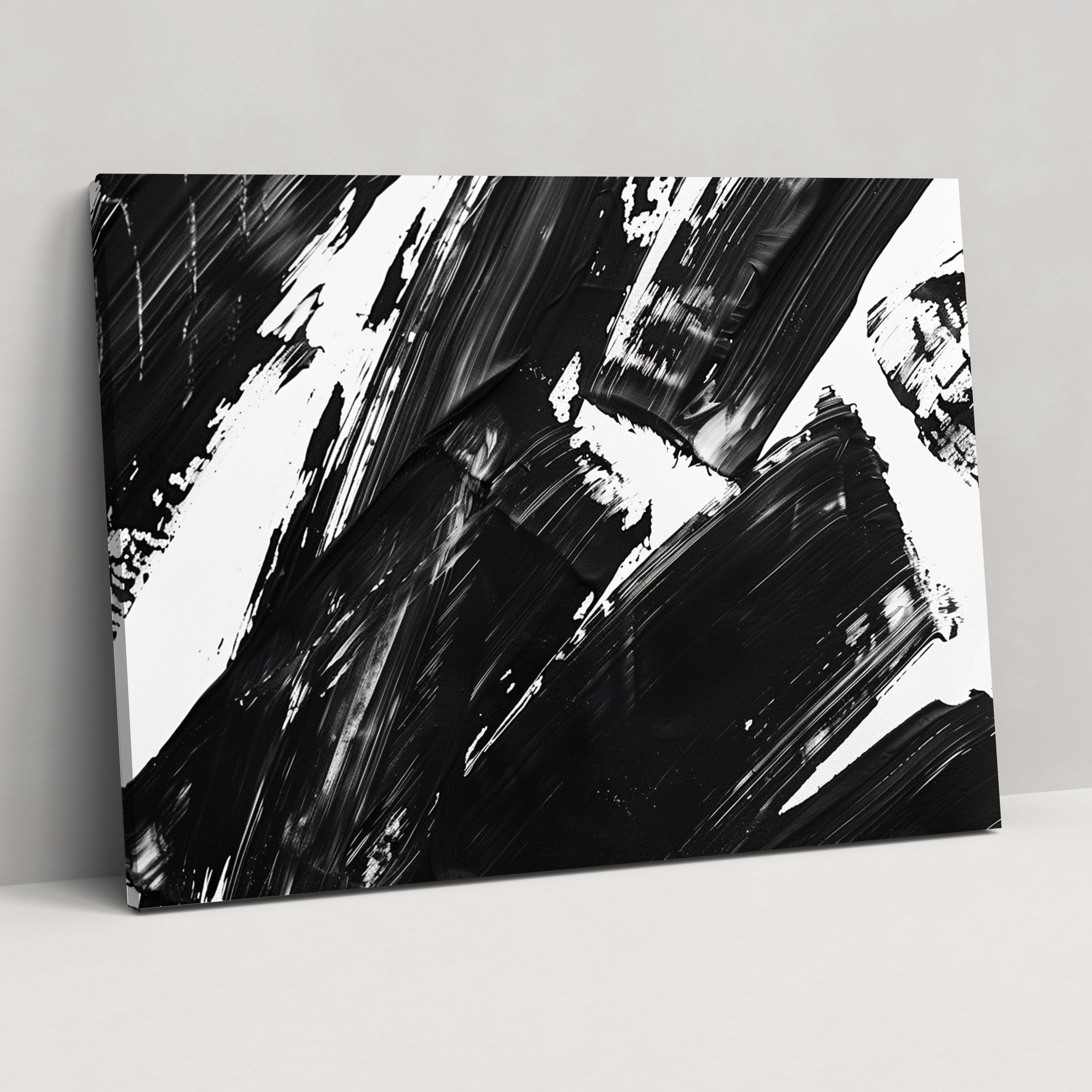 Black And White Brush Strokes Abstract Art Wall Art - Abstract Art, Canvas, Wall Art, Canvas Wall Art