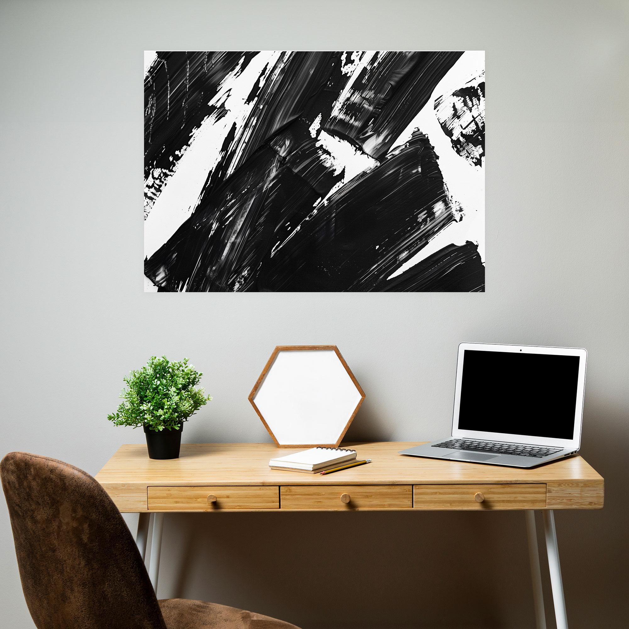 Black And White Brush Strokes Abstract Art Wall Art - Abstract Art, Canvas, Wall Art, Canvas Wall Art