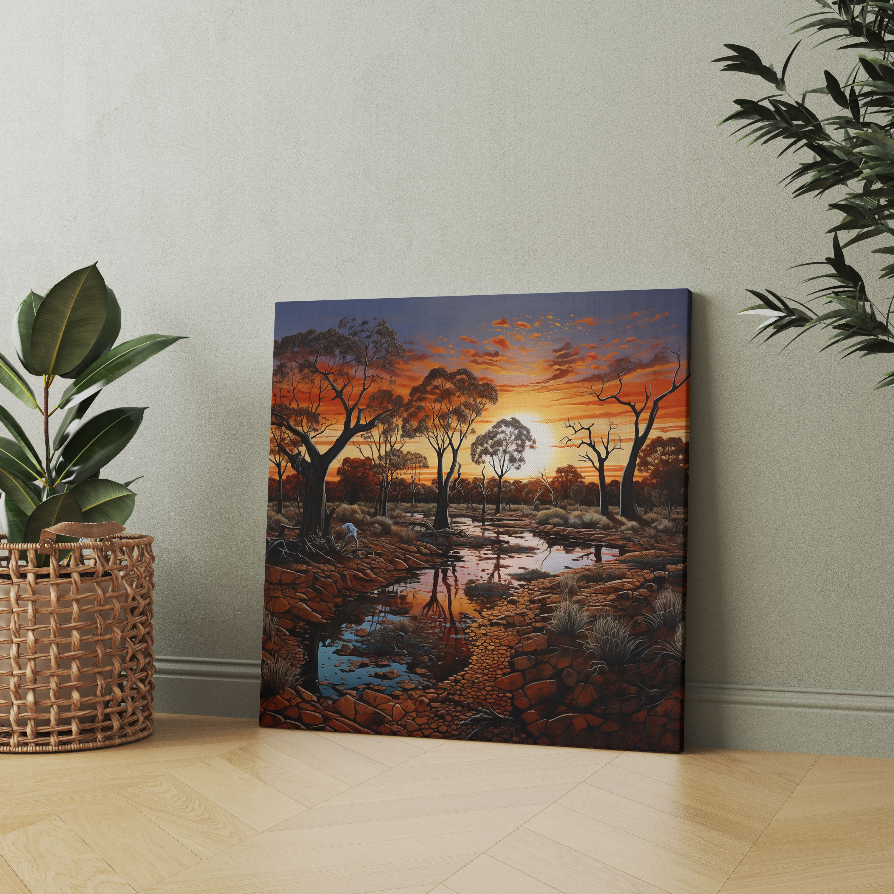 Aboriginal Landscape Canvas Print - Vast Outback Wall Art - Aboriginal, Canvas Print, Outback, Wall Art