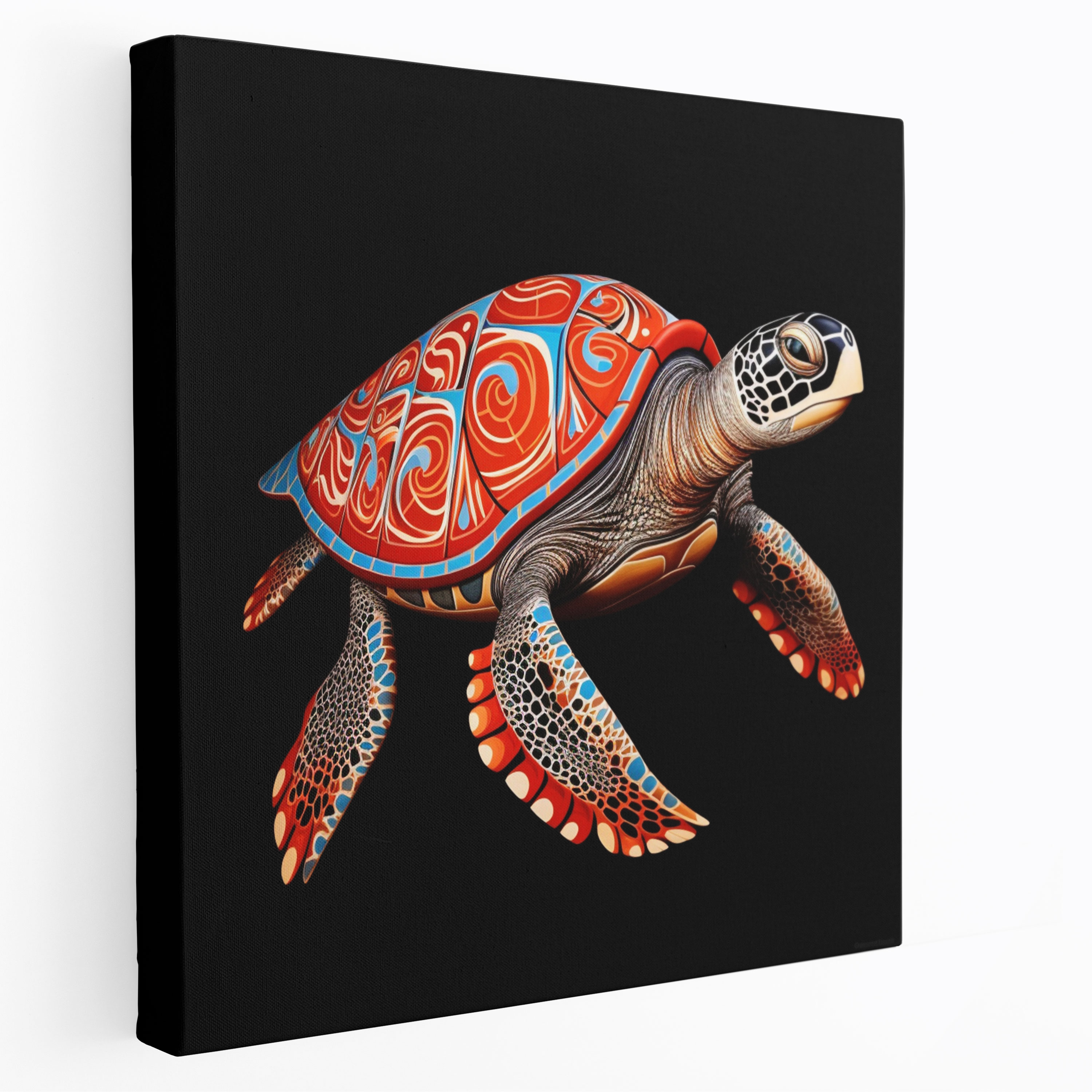 Aboriginal Animal Canvas Print: Sea Turtle - Aboriginal, Traditional Patterns, Wisdom, Aboriginal-Inspired