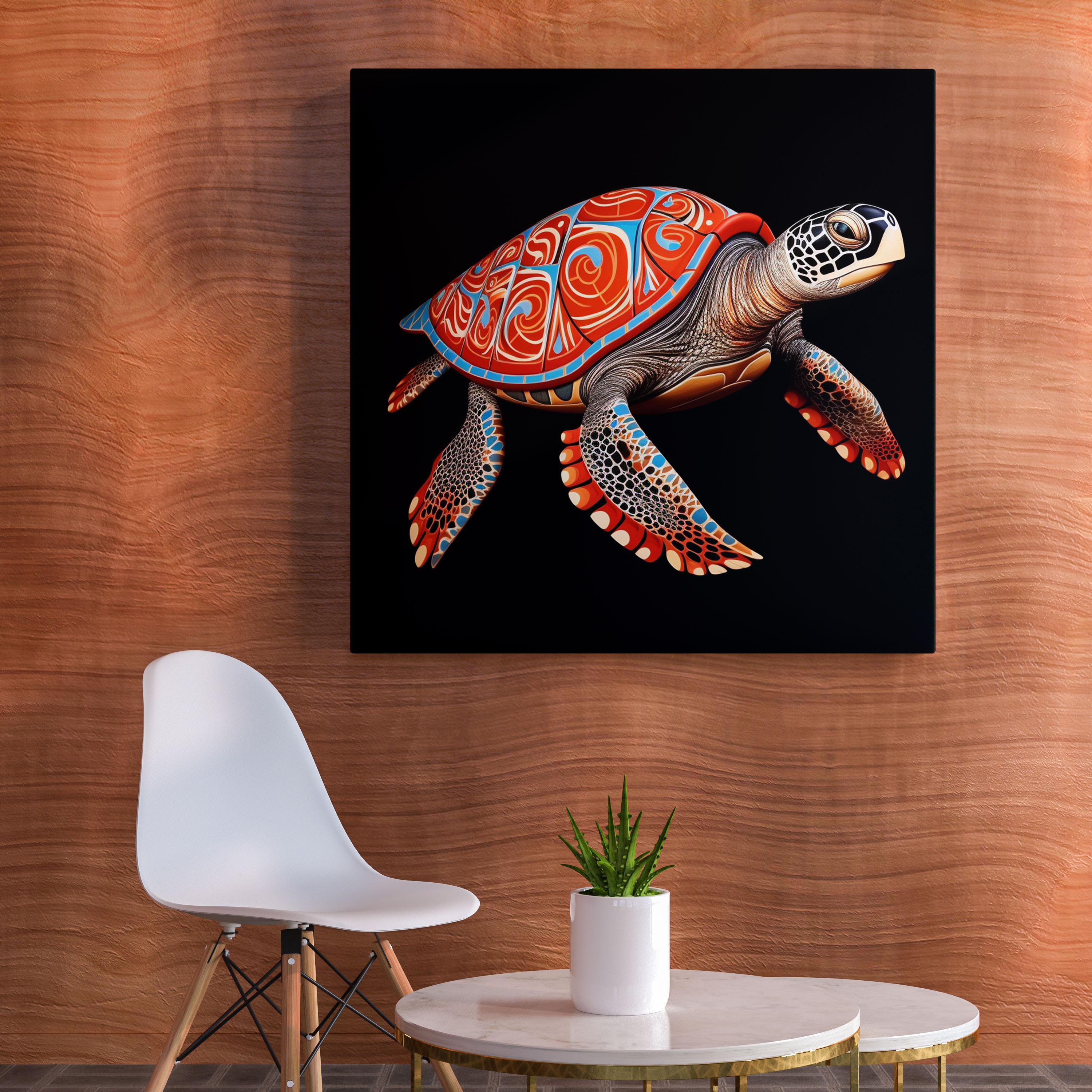 Aboriginal Animal Canvas Print: Sea Turtle - Aboriginal, Traditional Patterns, Wisdom, Aboriginal-Inspired