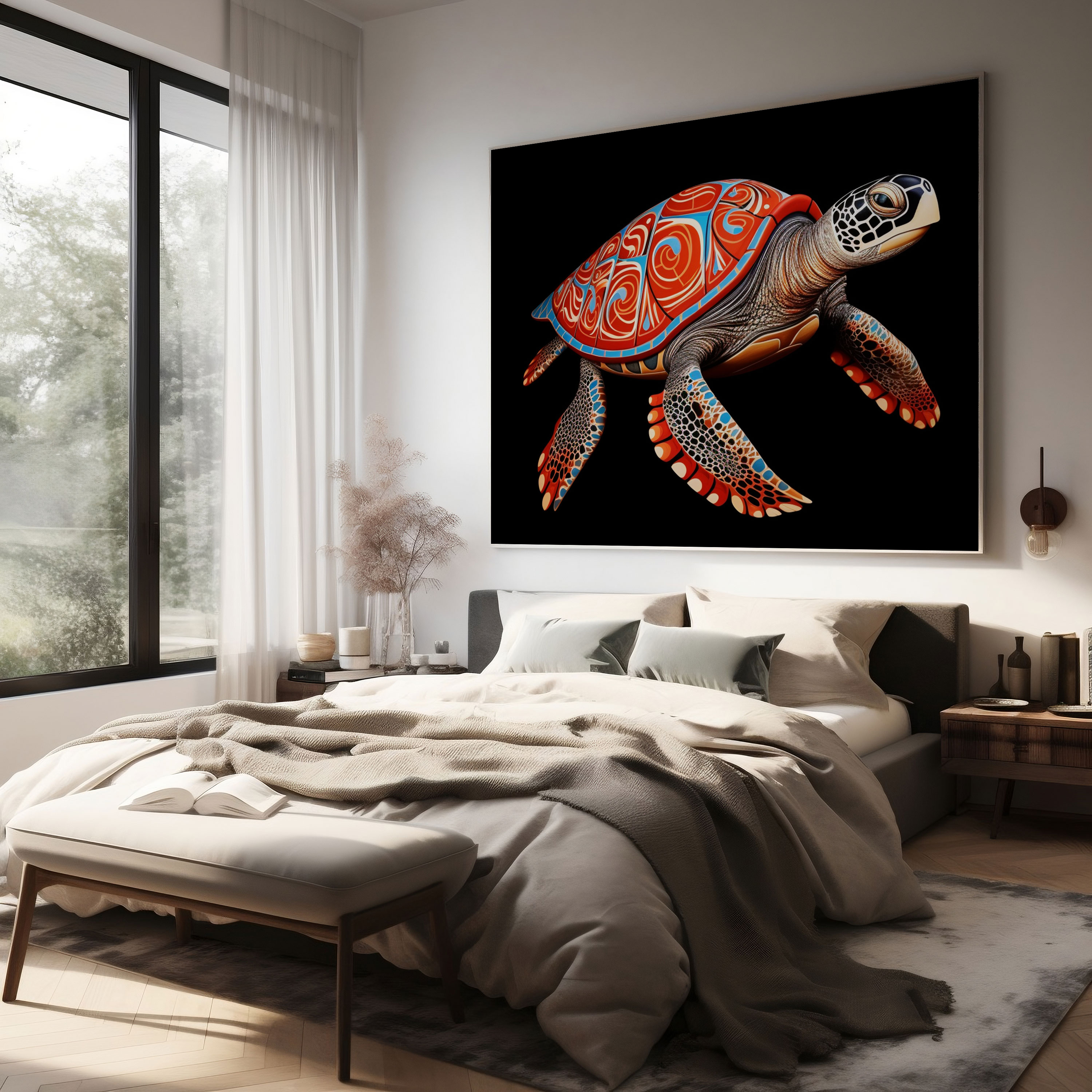 Aboriginal Animal Canvas Print: Sea Turtle - Aboriginal, Traditional Patterns, Wisdom, Aboriginal-Inspired