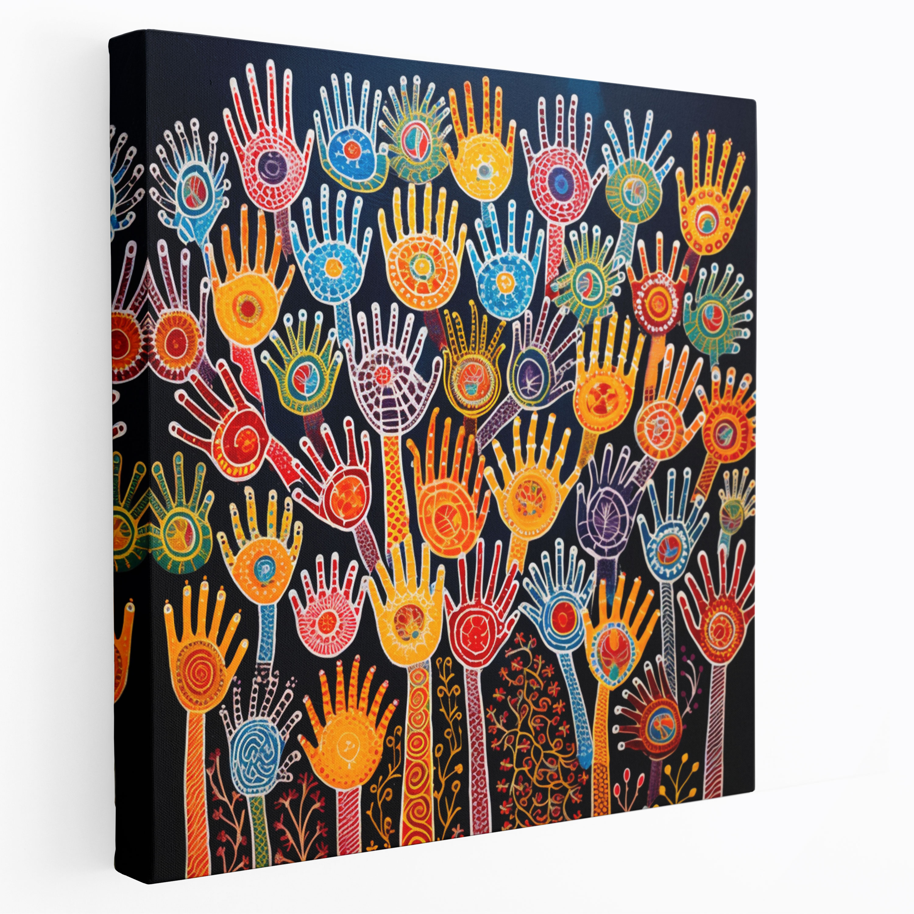 Aboriginal Handprint Wall Art: Cultural Identity - Aboriginal, Handprint Painting, Cultural Identity, Vibrant Colors