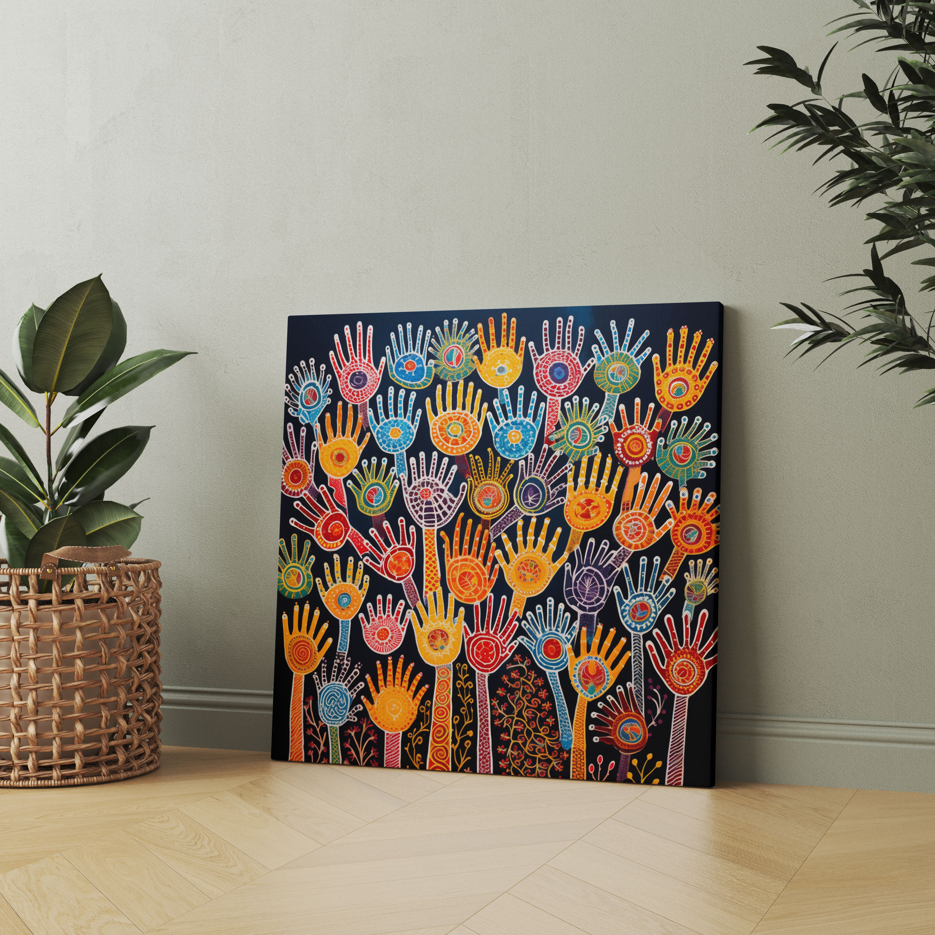 Aboriginal Handprint Wall Art: Cultural Identity - Aboriginal, Handprint Painting, Cultural Identity, Vibrant Colors