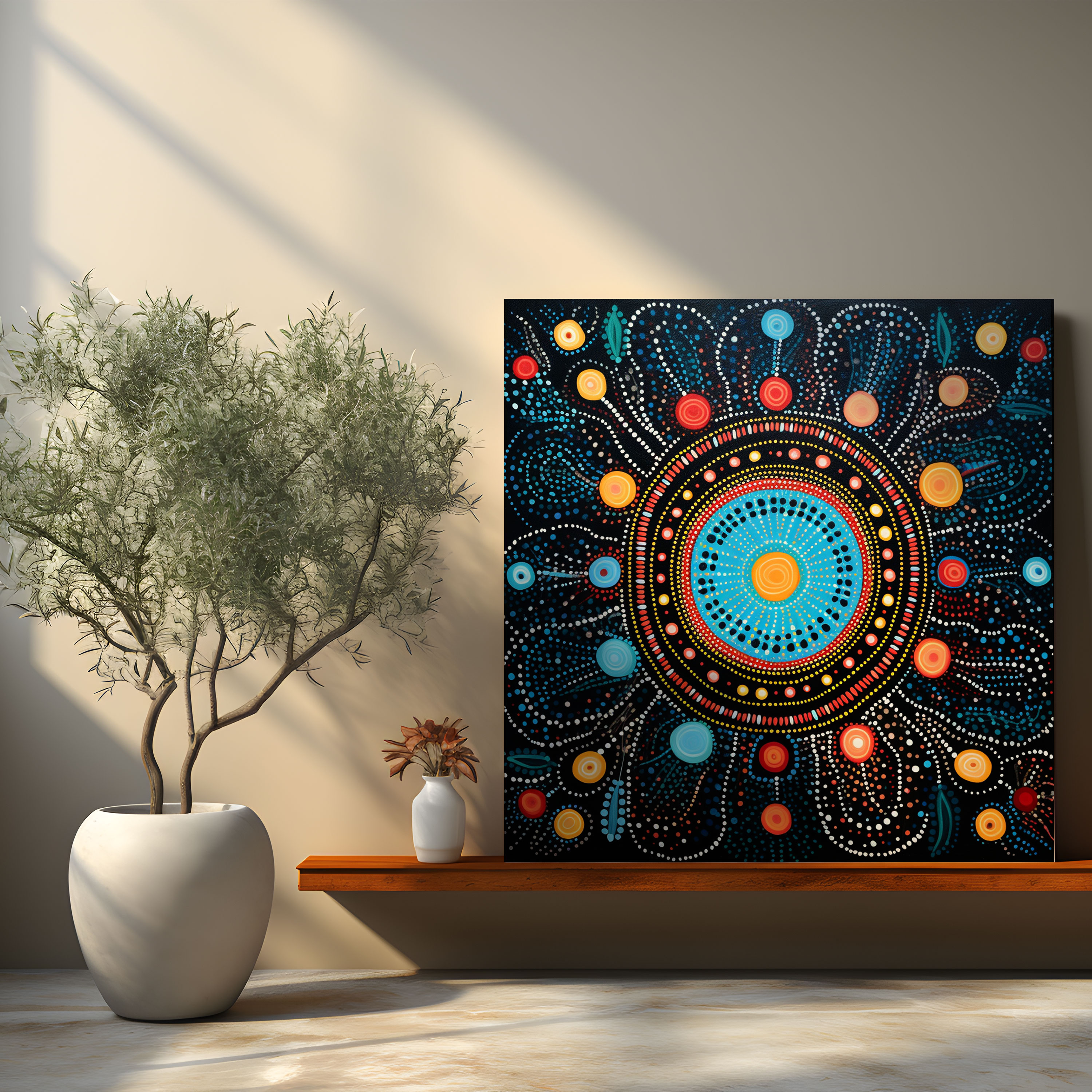 Aboriginal Dreamcatcher Canvas Print: Protection & Harmony - Aboriginal, Canvas Print, Harmony, Aboriginal