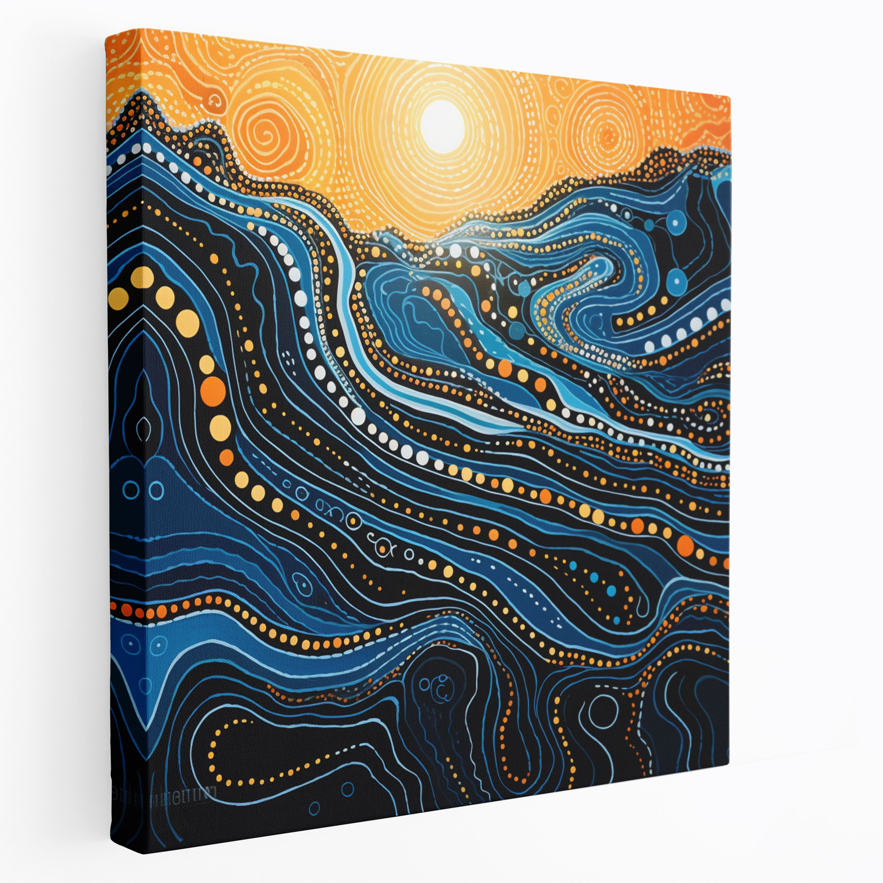 Contemporary Aboriginal-Inspired Canvas Print - Aboriginal, Canvas, Water, Abstract Representation