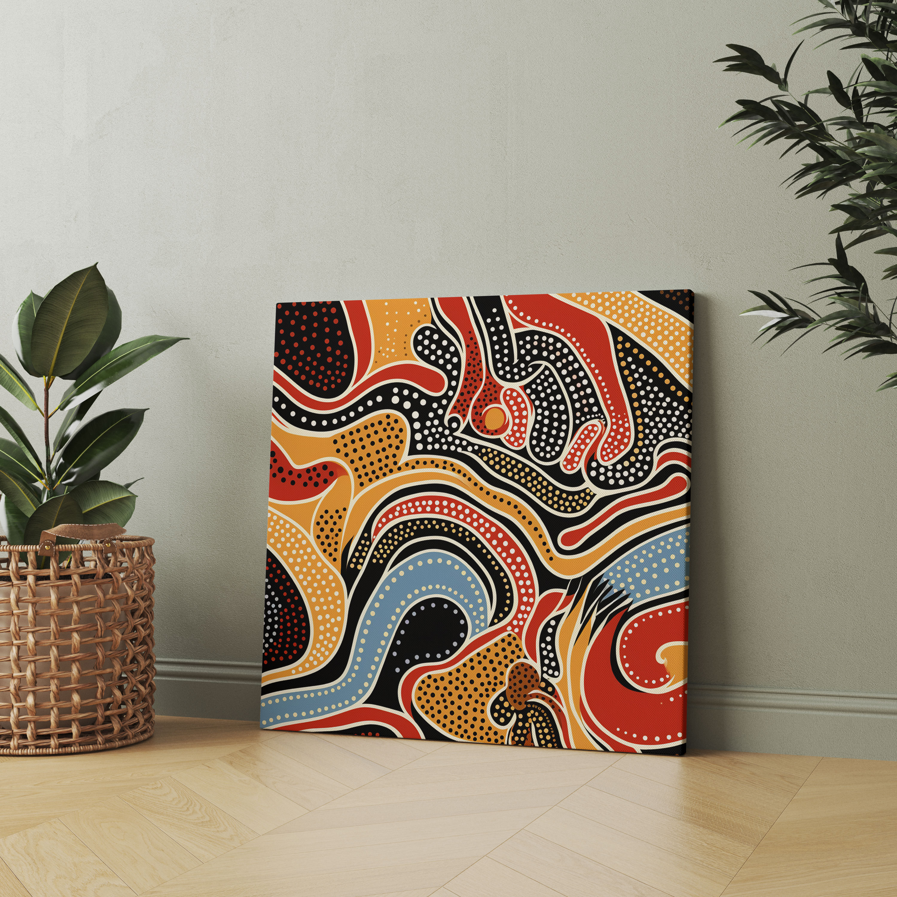 Geometric Aboriginal Canvas Print - Aboriginal, Tradition, Bold Colors, Symmetrical Designs
