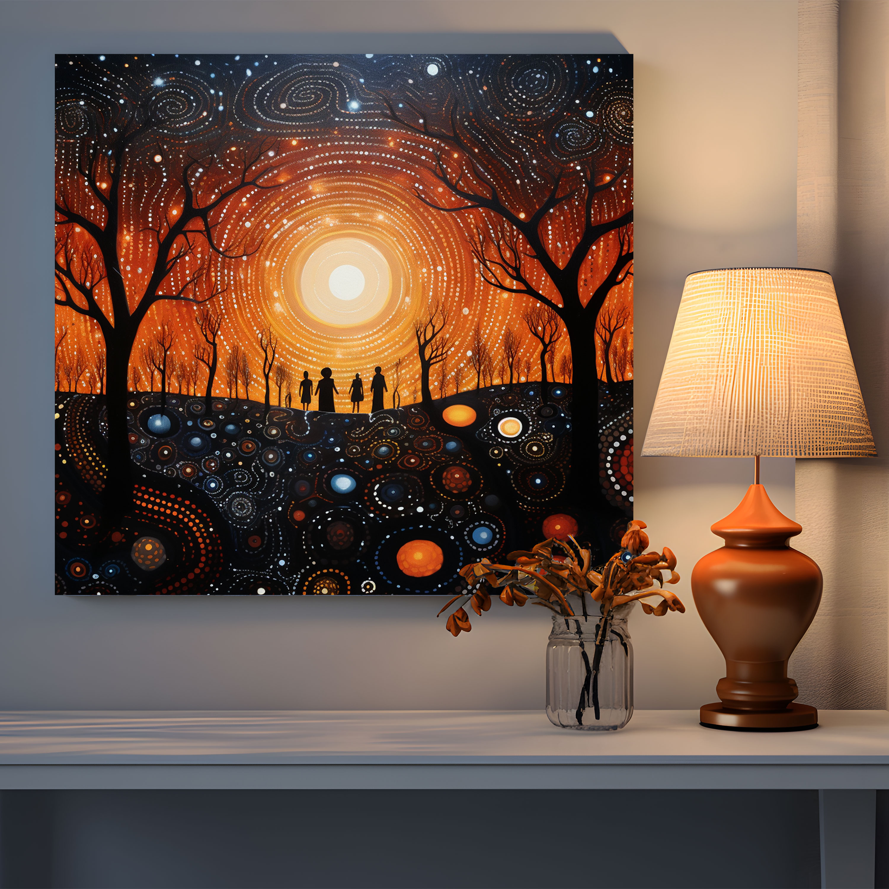 Aboriginal Dreamtime Canvas Print - Aboriginal, Wall Decoration, Canvas Wall Art, Celestial Skies