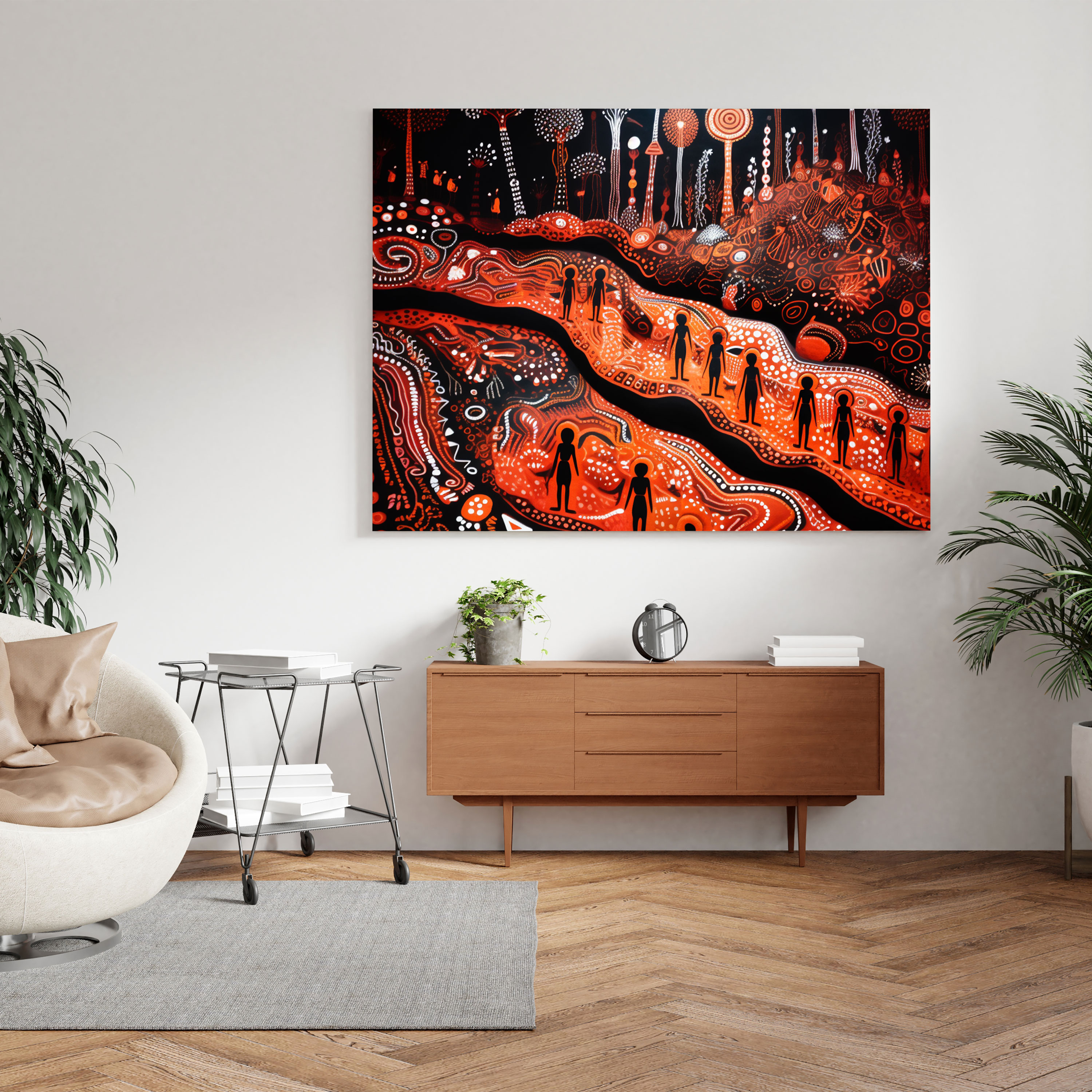 Aboriginal Rock Art Wall Decoration - Aboriginal, Canvas, Rock Art, Vibrant Landscapes