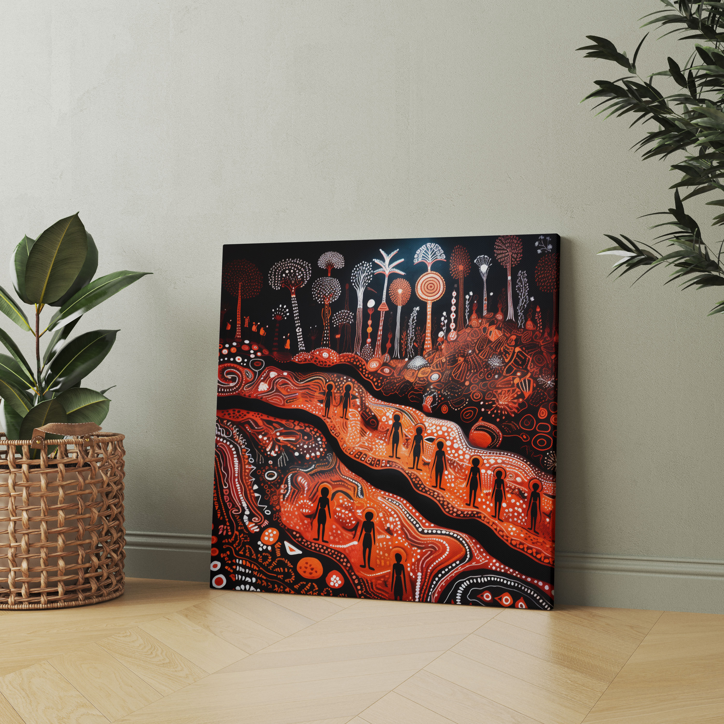 Aboriginal Rock Art Wall Decoration - Aboriginal, Canvas, Rock Art, Vibrant Landscapes