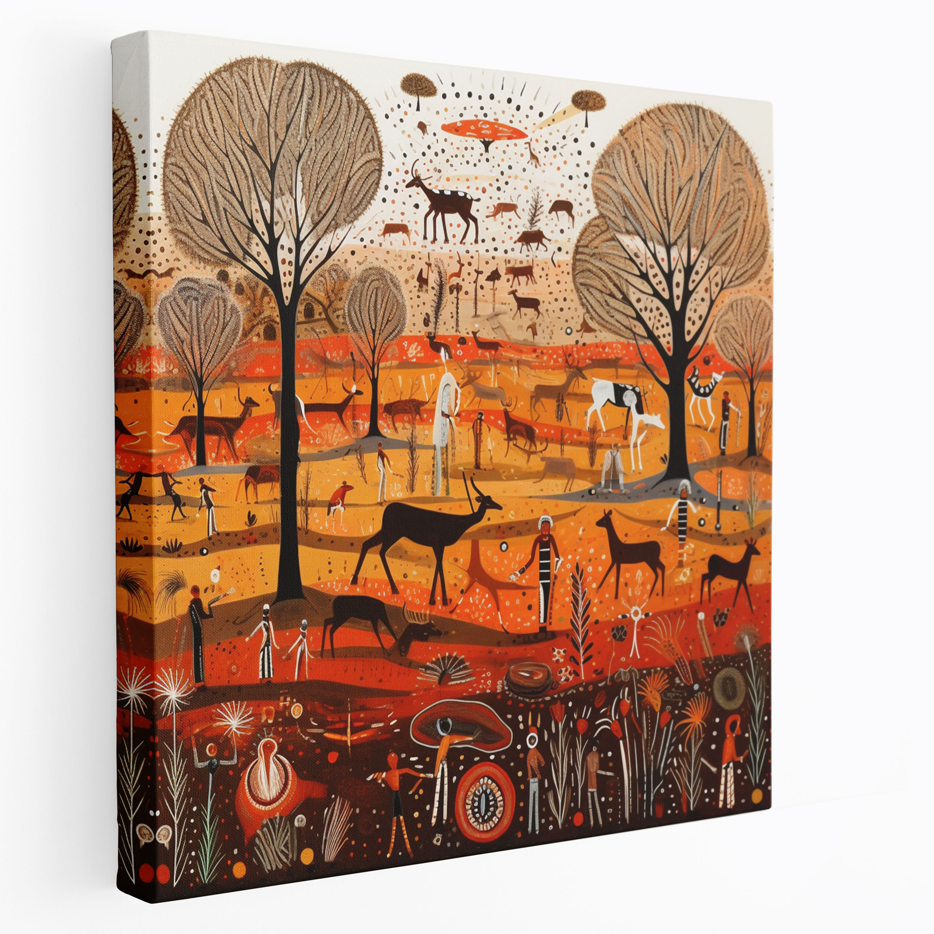 Traditional Aboriginal Hunting Canvas Print - Aboriginal, Wildlife, Hunters, Canvas Wall Art