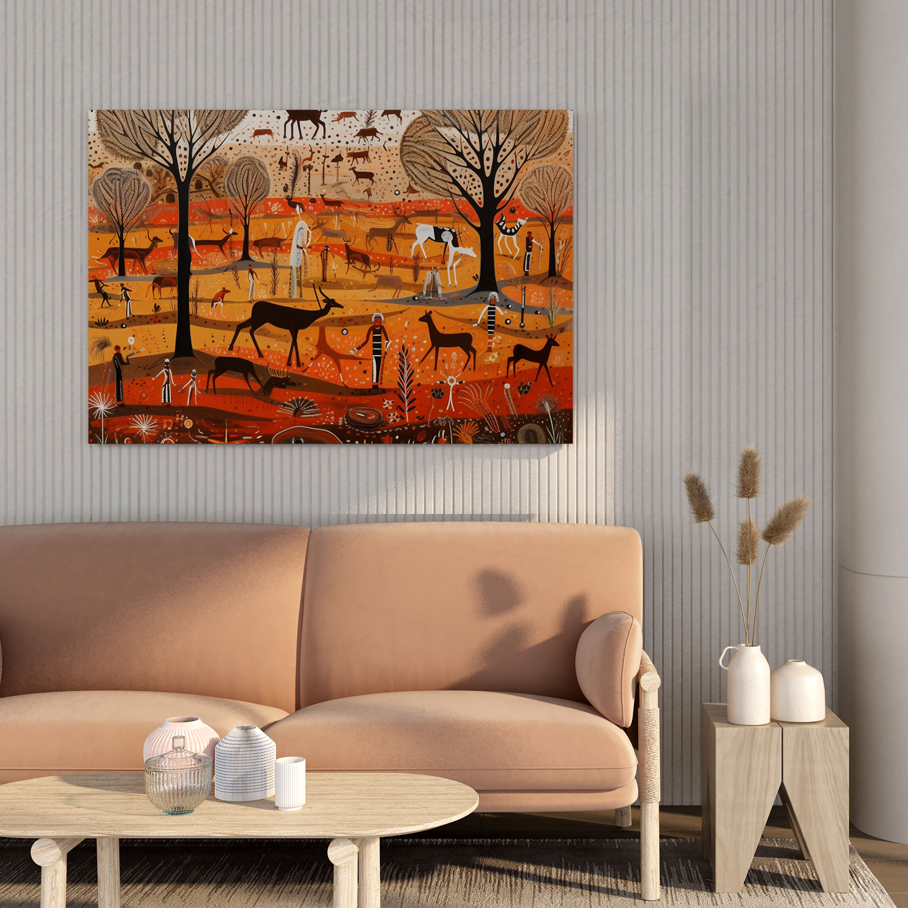 Traditional Aboriginal Hunting Canvas Print - Aboriginal, Wildlife, Hunters, Canvas Wall Art