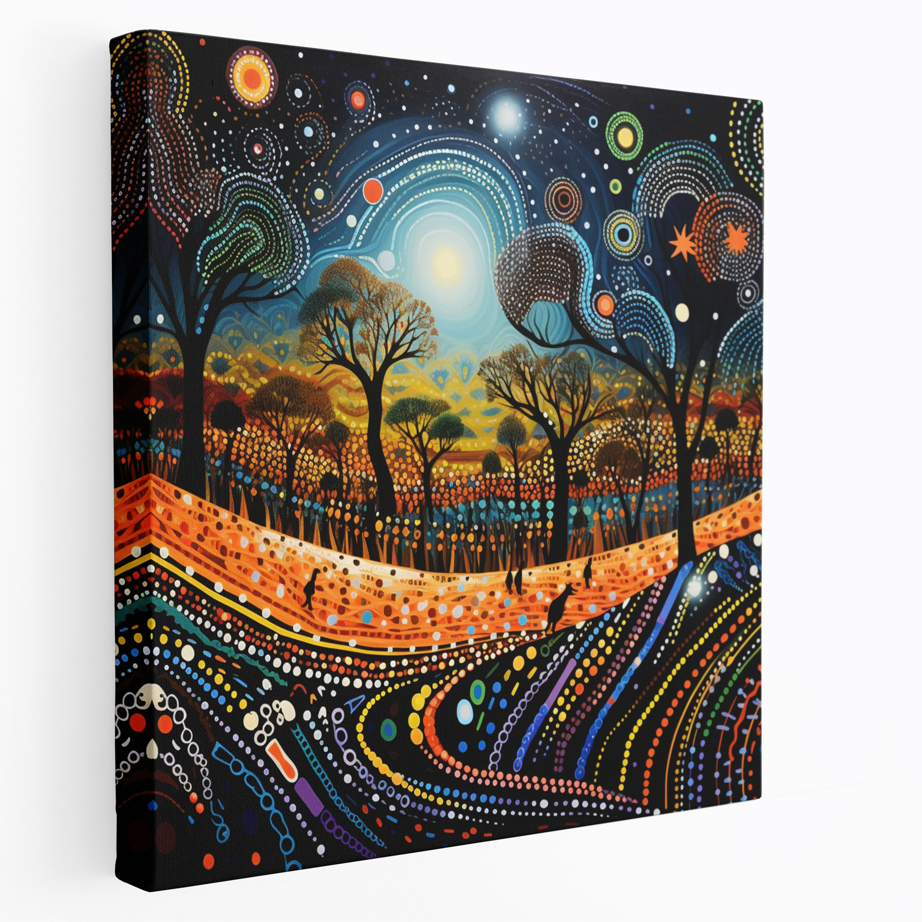 Abstract Aboriginal Art Canvas Print - Dreamtime Story - Aboriginal, Dreamtime Story, Wall Art, Intricate Patterns