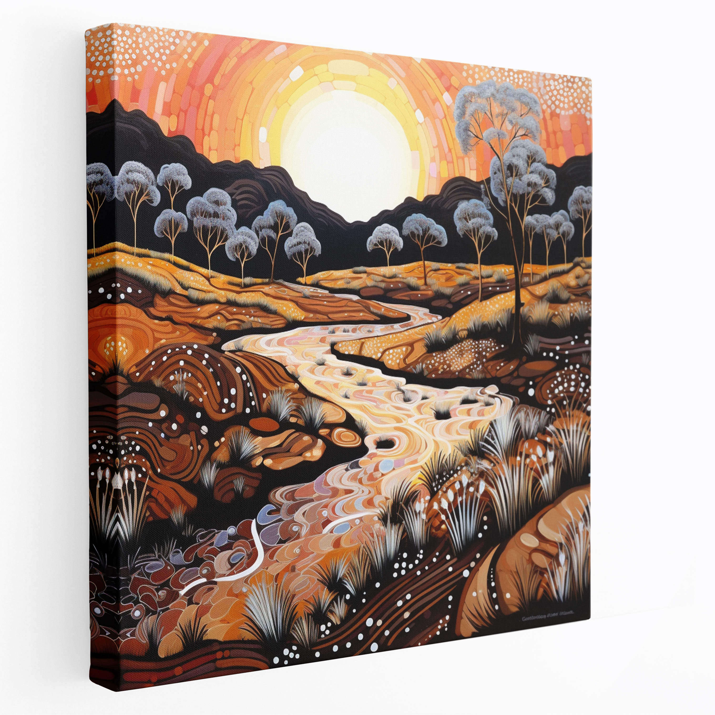 Aboriginal Landscape Wall Art - Serene Nature - Aboriginal, Landscape Painting, Gentle Brushstrokes, Aboriginal Landscape