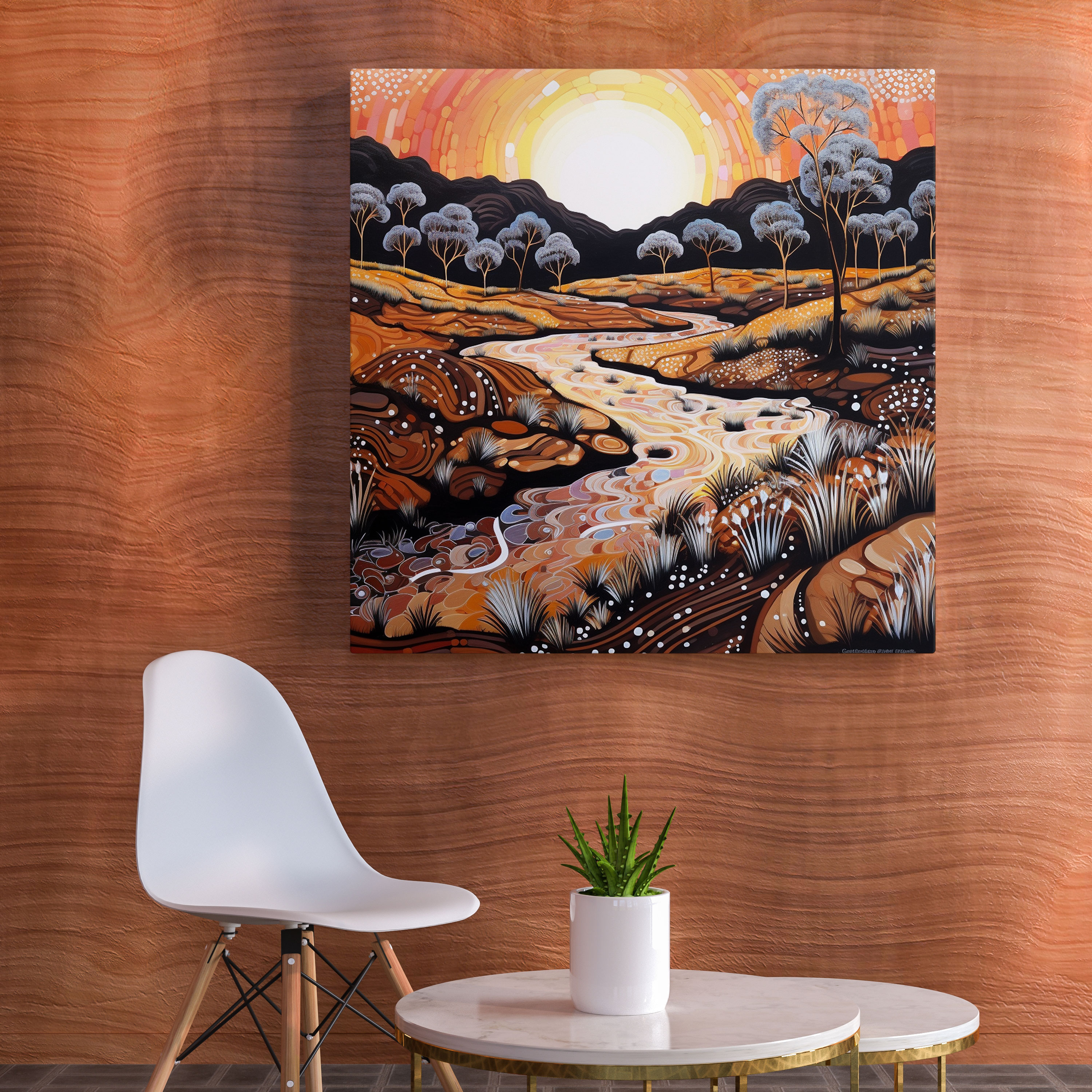 Aboriginal Landscape Wall Art - Serene Nature - Aboriginal, Landscape Painting, Gentle Brushstrokes, Aboriginal Landscape