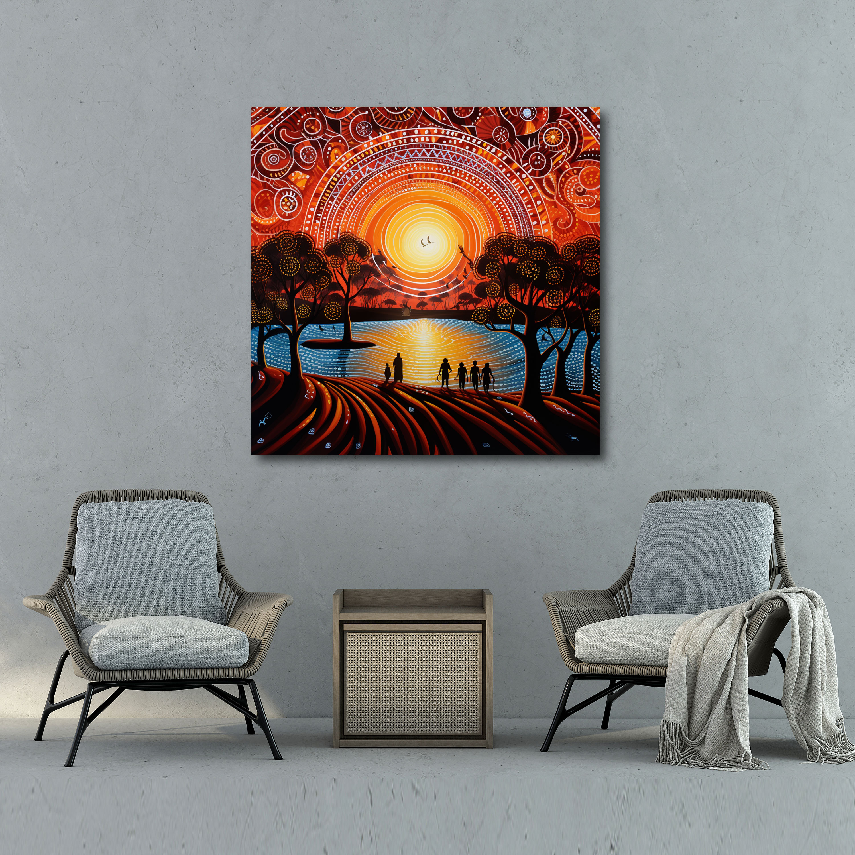 Traditional Aboriginal Wall Decoration - Mesmerizing Dreamtime - Aboriginal, Canvas Wall Art, Home Decoration, Wall Art